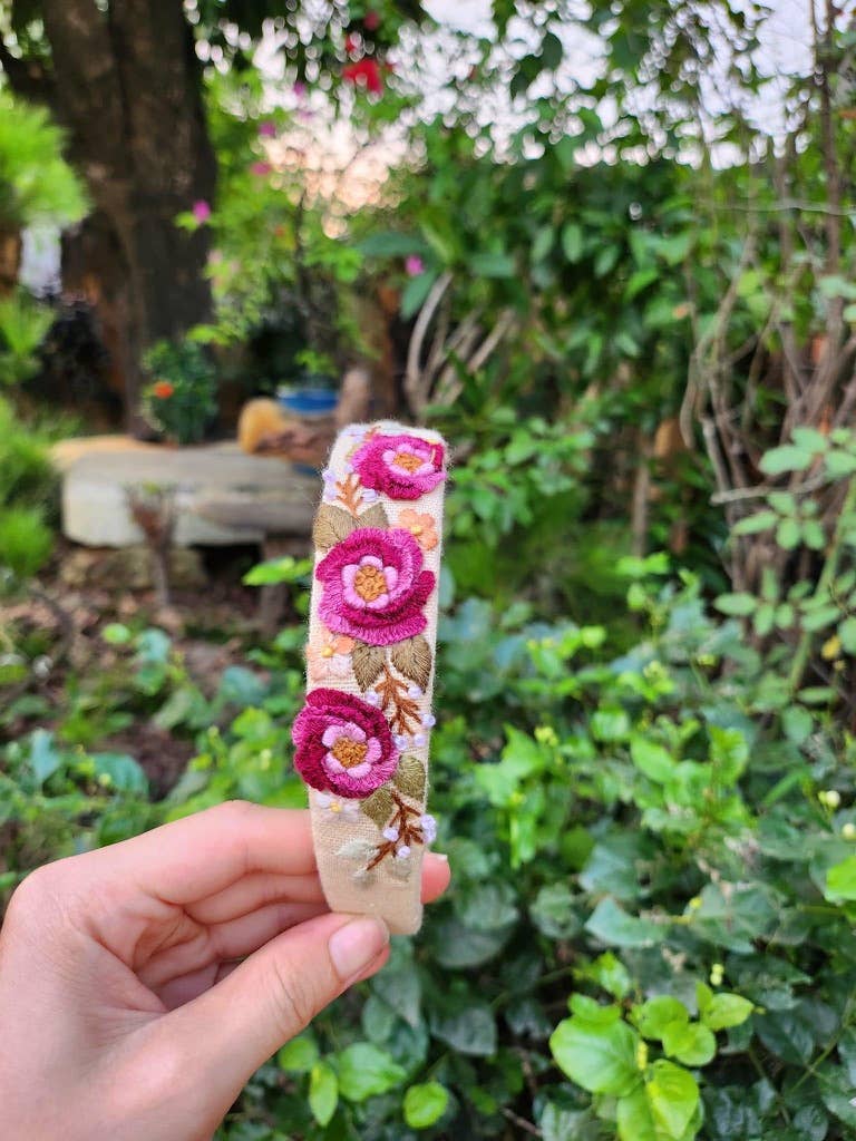 3D Floral Embroidered Headband, Brianna Collection: 3. - Image 8