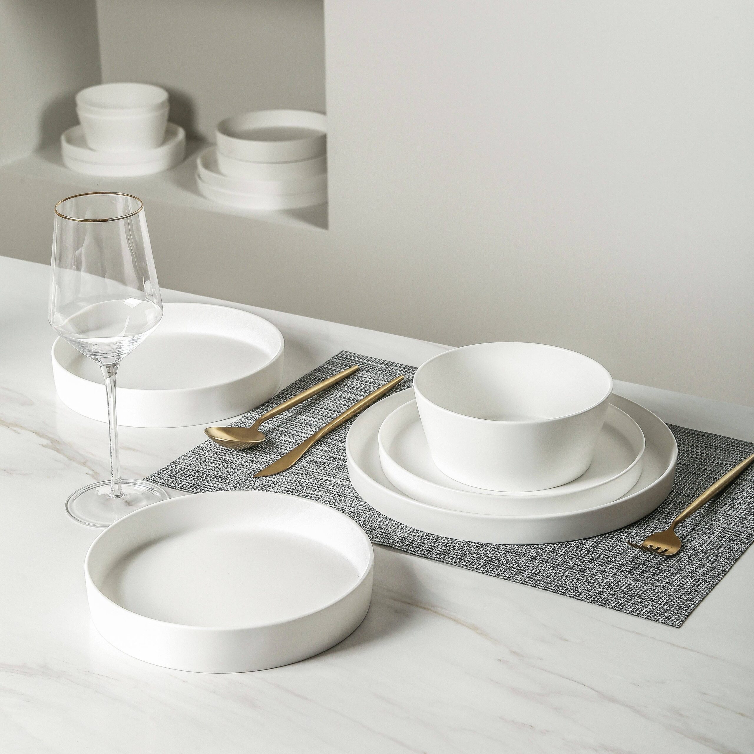 Fosca Bone China Dinnerware Set - Matte White - Image 5