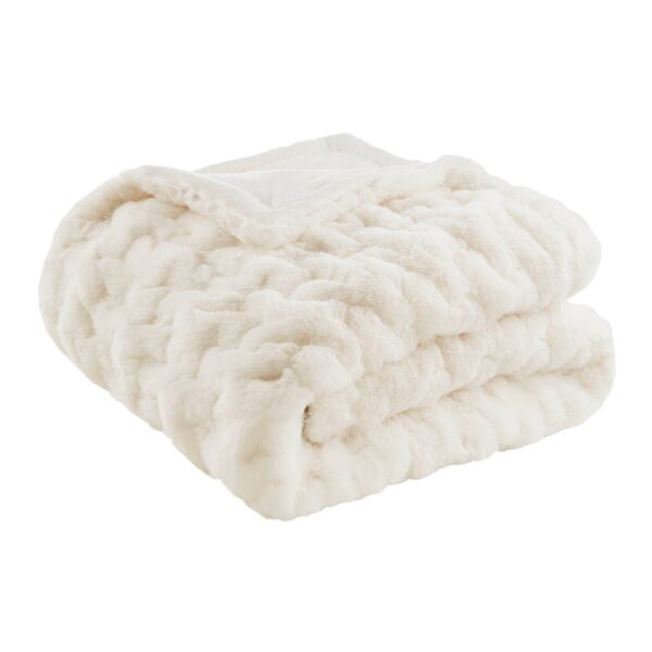 Soft Warm Ruched 50x60" Throw Blanket, Ivory: Throw Blanket - Image 12