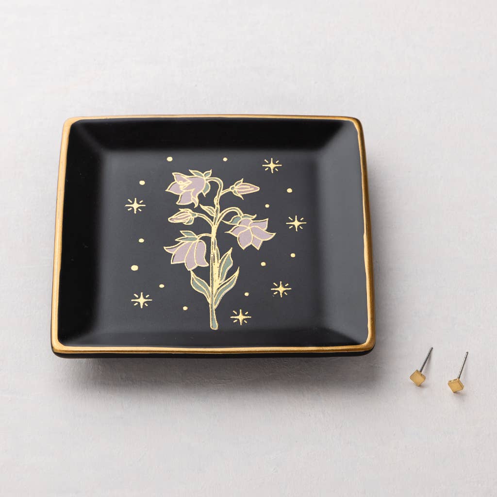 Jewelry Dish & Stud Earring Set - Flower/Black - Image 2