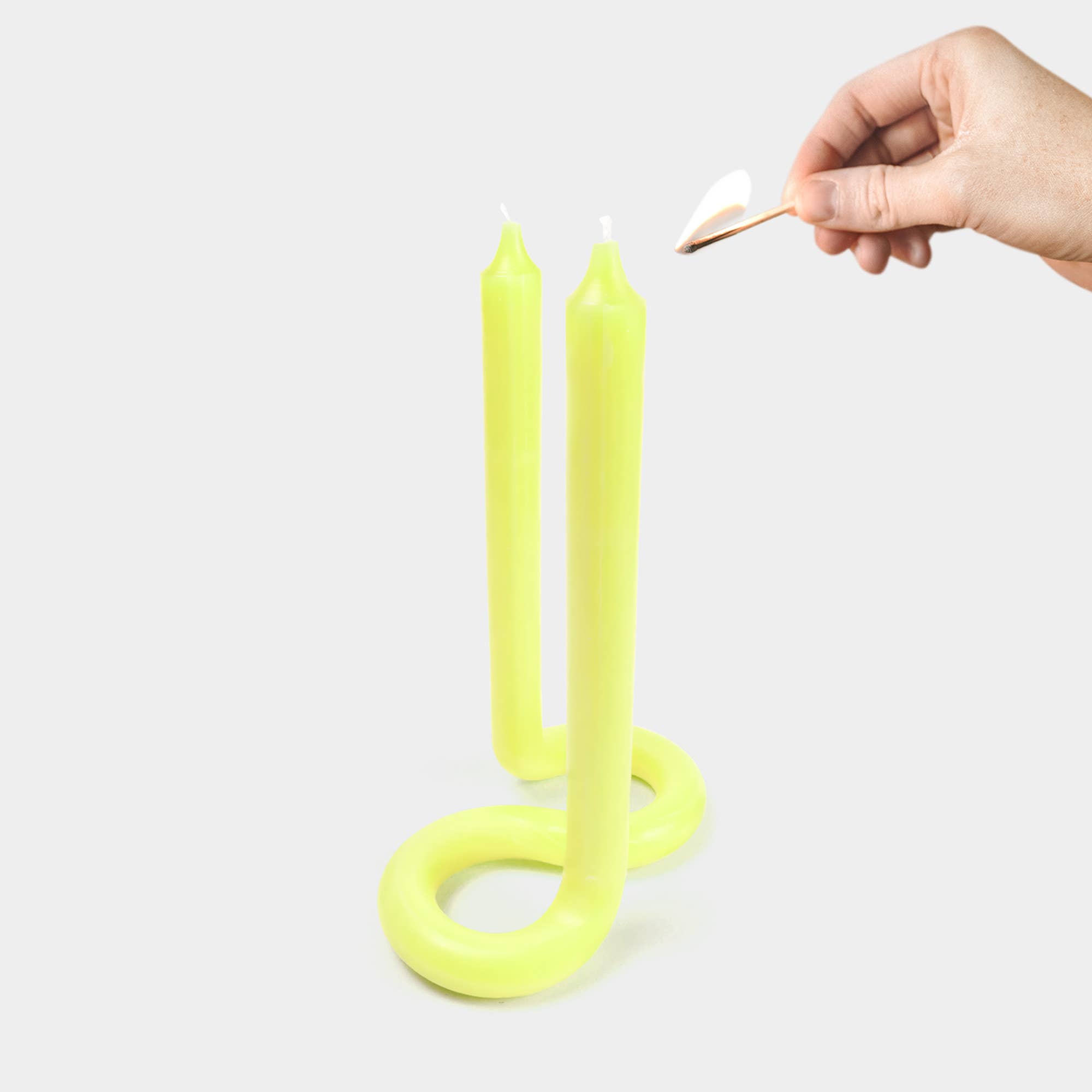 54 Celsius - Twist Candle Sticks by Lex Pott, 9.5" Tall, Yellow - Image 2