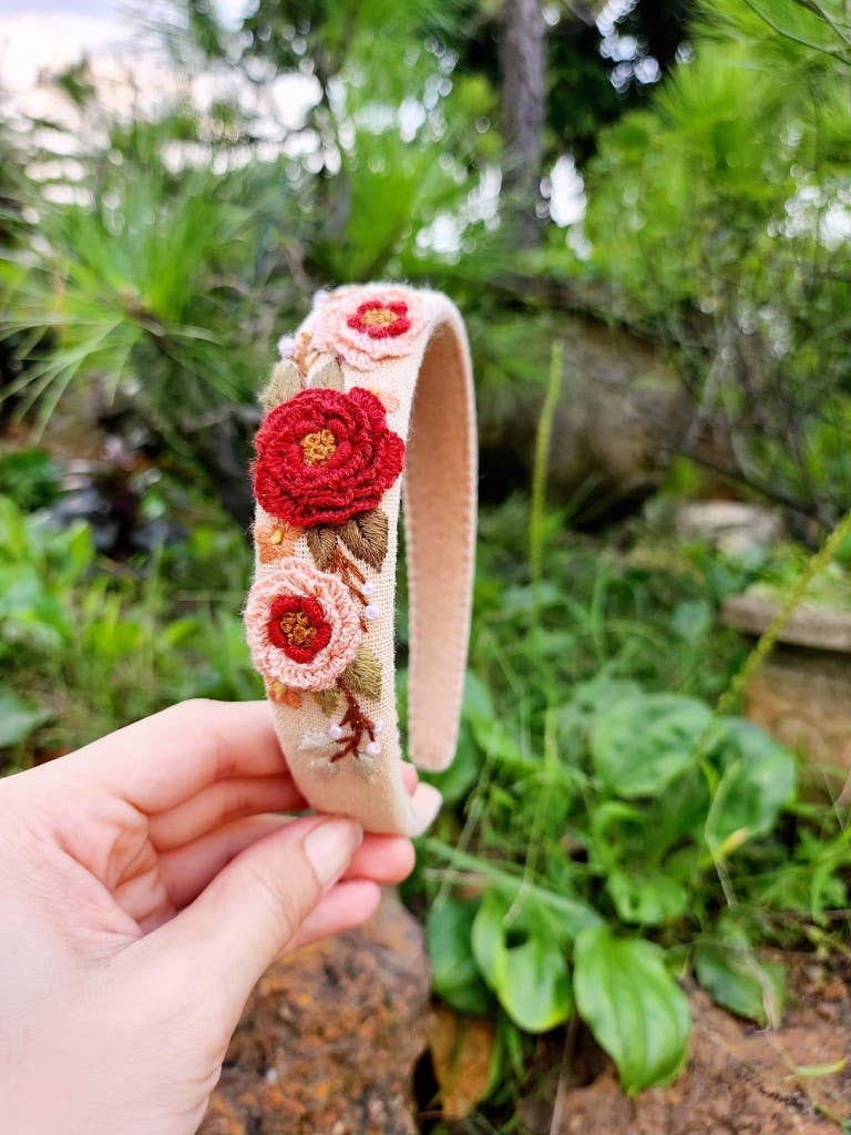 3D Floral Embroidered Headband, Brianna Collection: 3. - Image 7