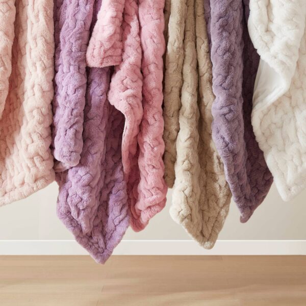 Soft Warm Ruched 50x60" Throw Blanket, Ivory: Throw Blanket - Image 11