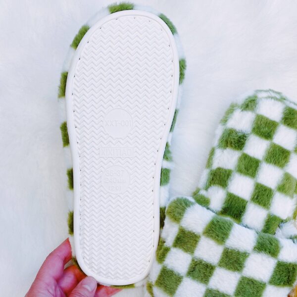 Luxe Lounge Checker Cozy Slipper: Pistachio, S/M - Image 9