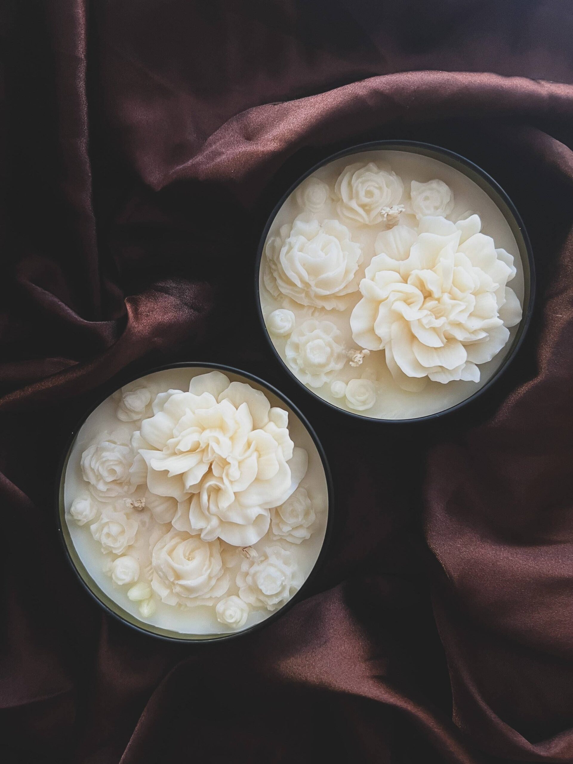 1 PC Flower Candle 5oz, 2 Cotton Wicks Soy Candle- Container: Bohemian Rose, Gloss White - Image 2