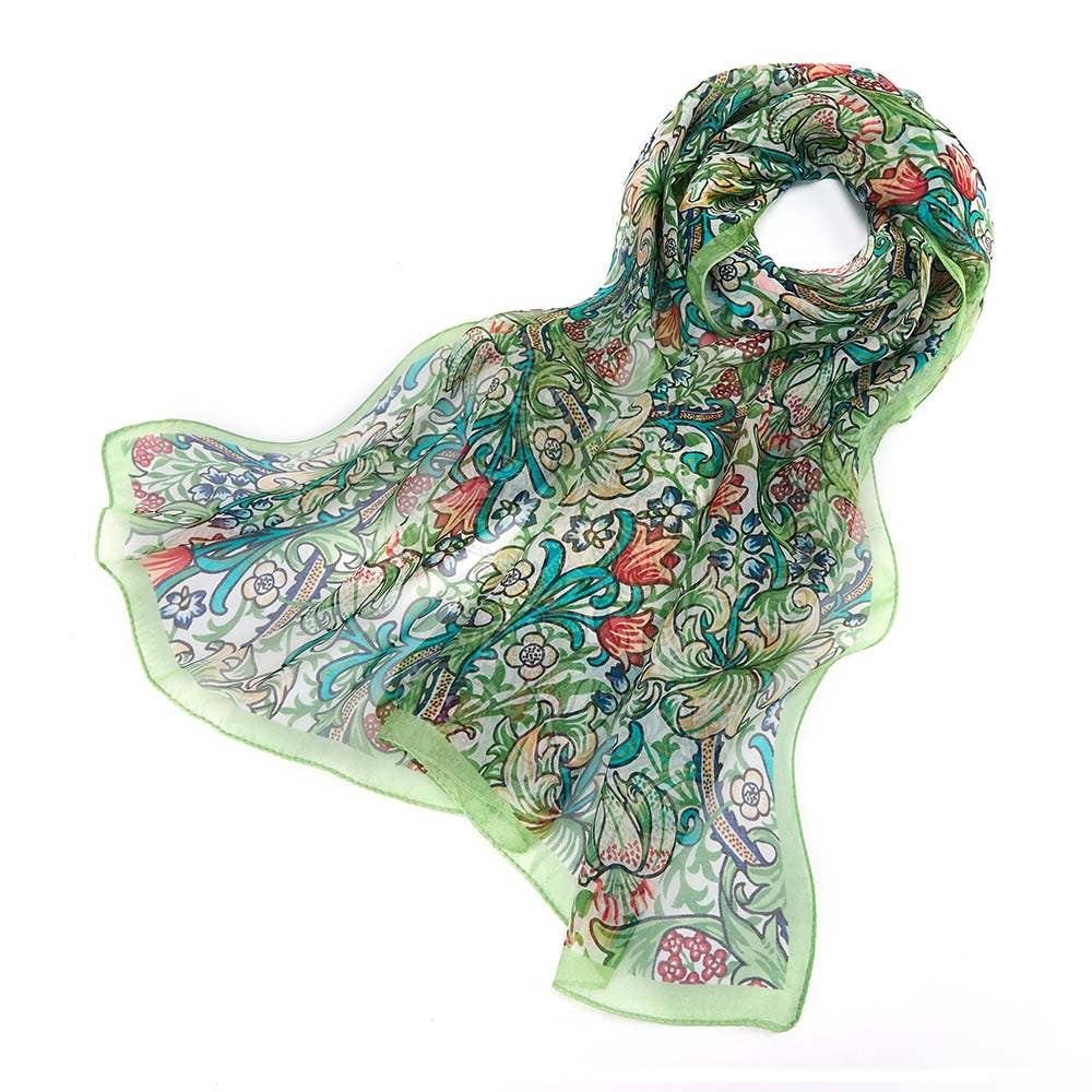100% Pure Silk Scarf - William Morris Golden Lily