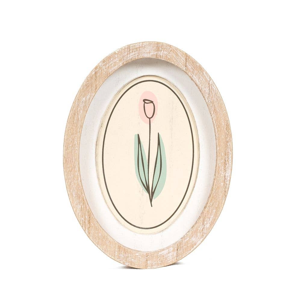 6x8 oval wood frame sign TULIP Easter Spring - Image 2