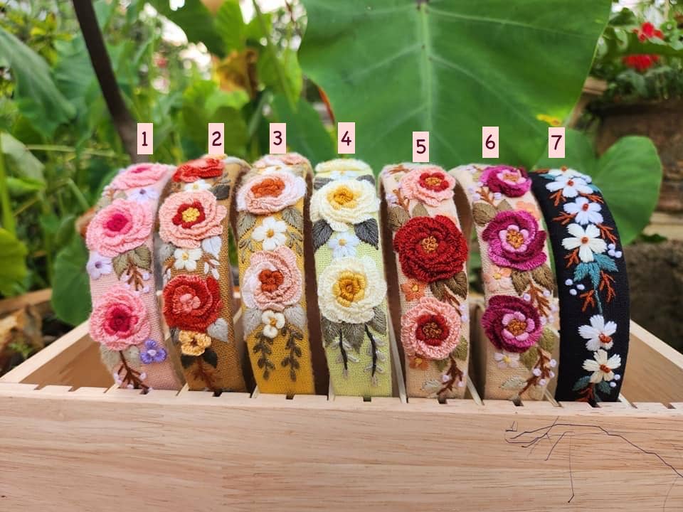 3D Floral Embroidered Headband, Brianna Collection: 3. - Image 3