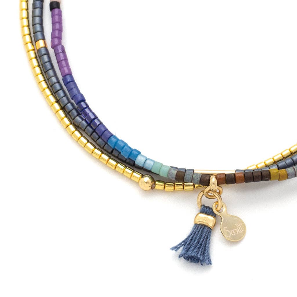 Chromacolor Miyuki Bracelet Trio - Dark Multi/Gold - Image 2