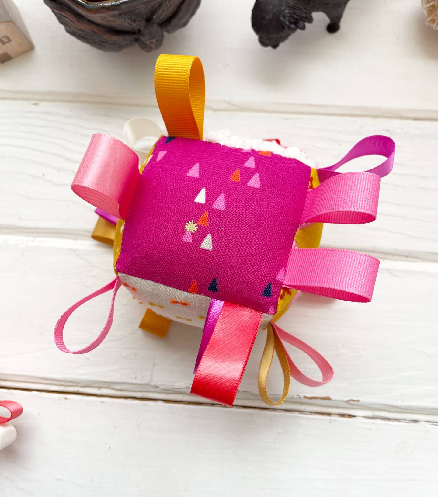 The Bird & Elephant - Marigold Berry or Wild Berry Pennant Flags Wood Teething Toy - Image 2