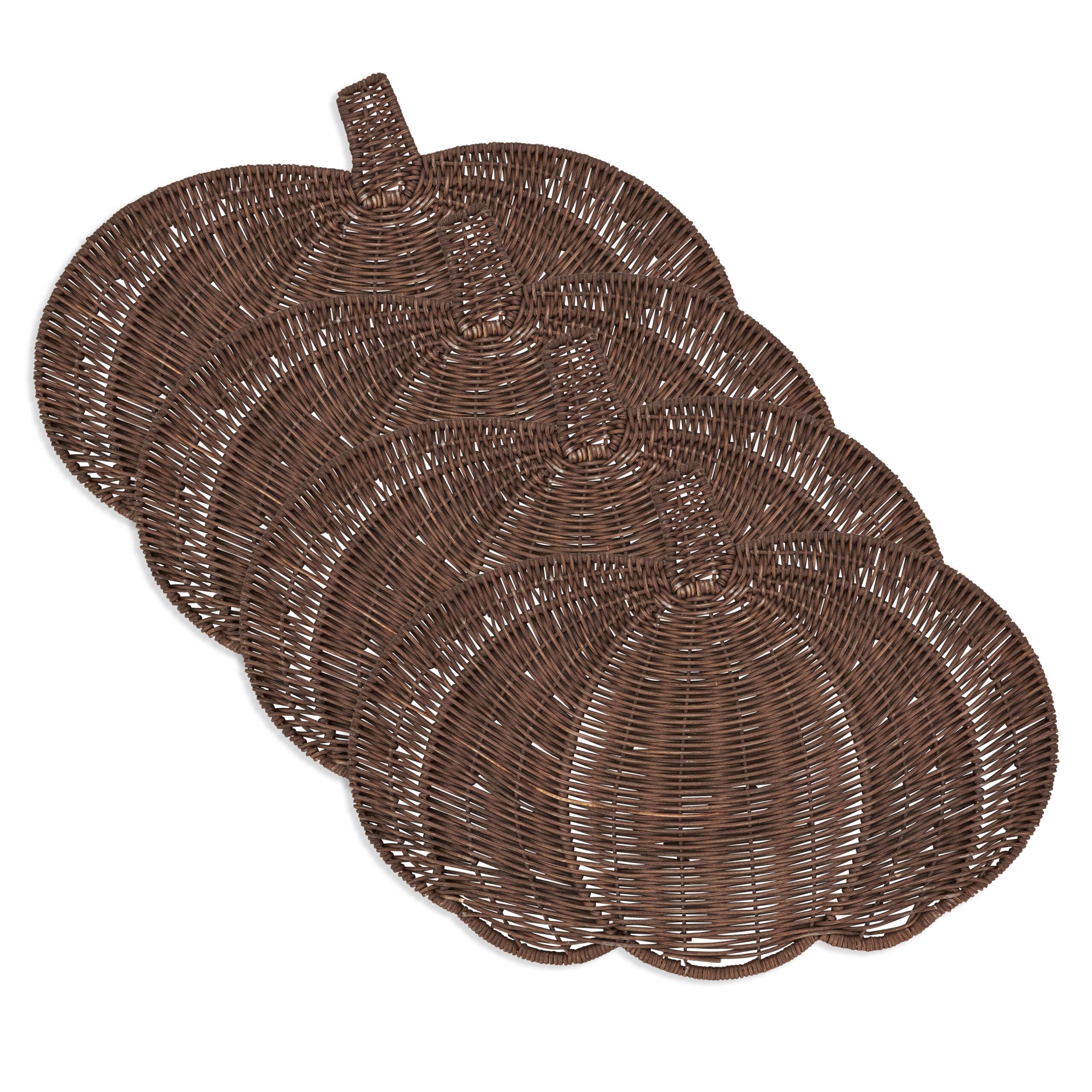 Fall Harvest Rattan Pumpkin Placemat: Brown, 13"x17" - Image 3