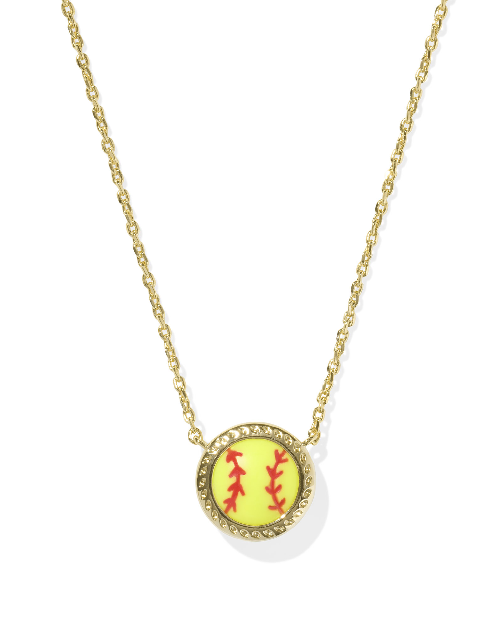 SOFTBALL SHORT PENDANT NECKLACE GOLD CHARTREUSE MAGNESITE