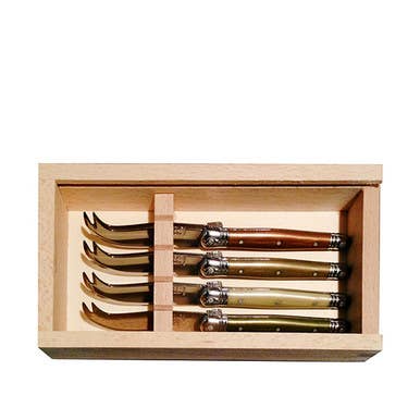 Jean Dubost 4 Mini Mineral Colored Cheese Knives