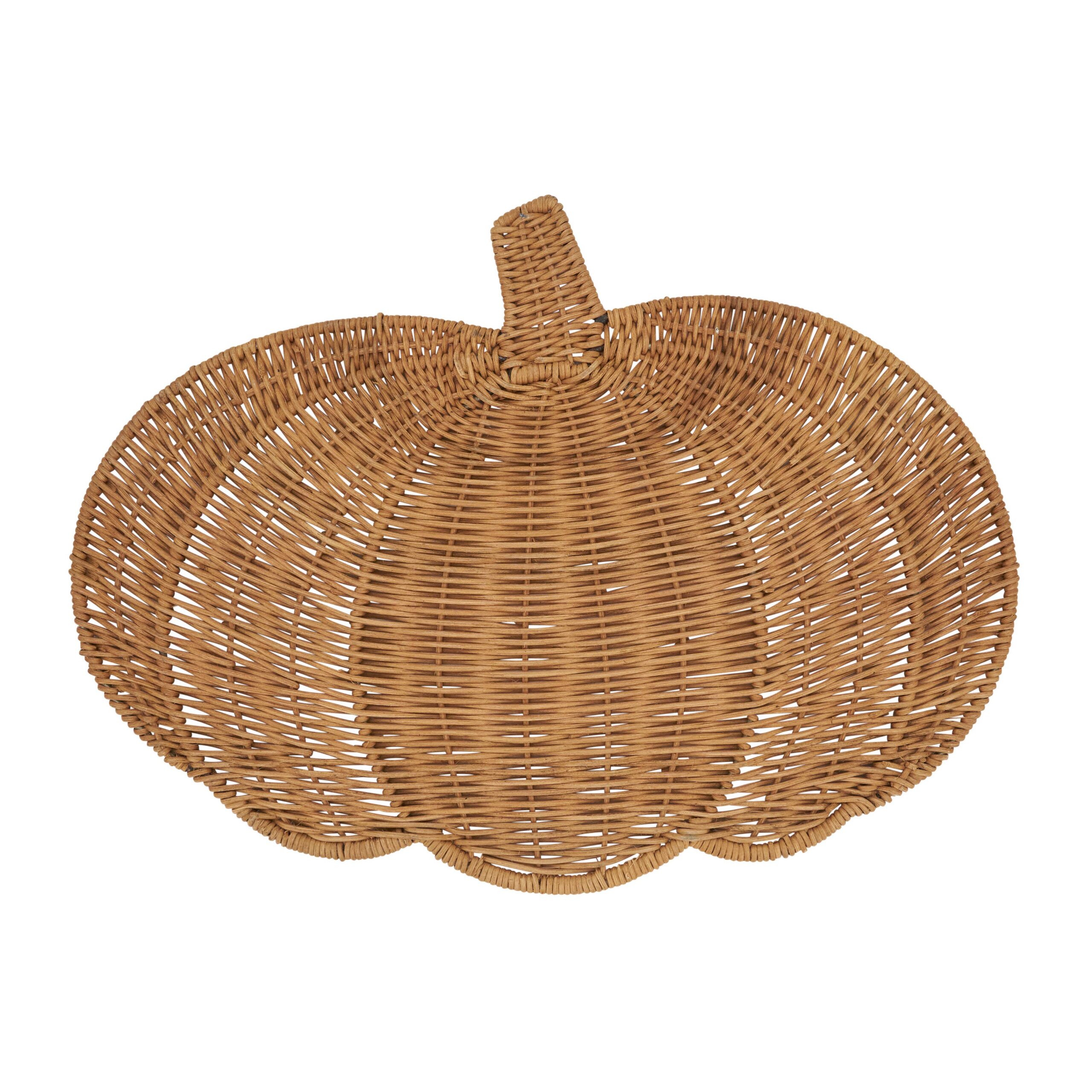 Fall Harvest Rattan Pumpkin Placemat: Caramel, 13"x17"