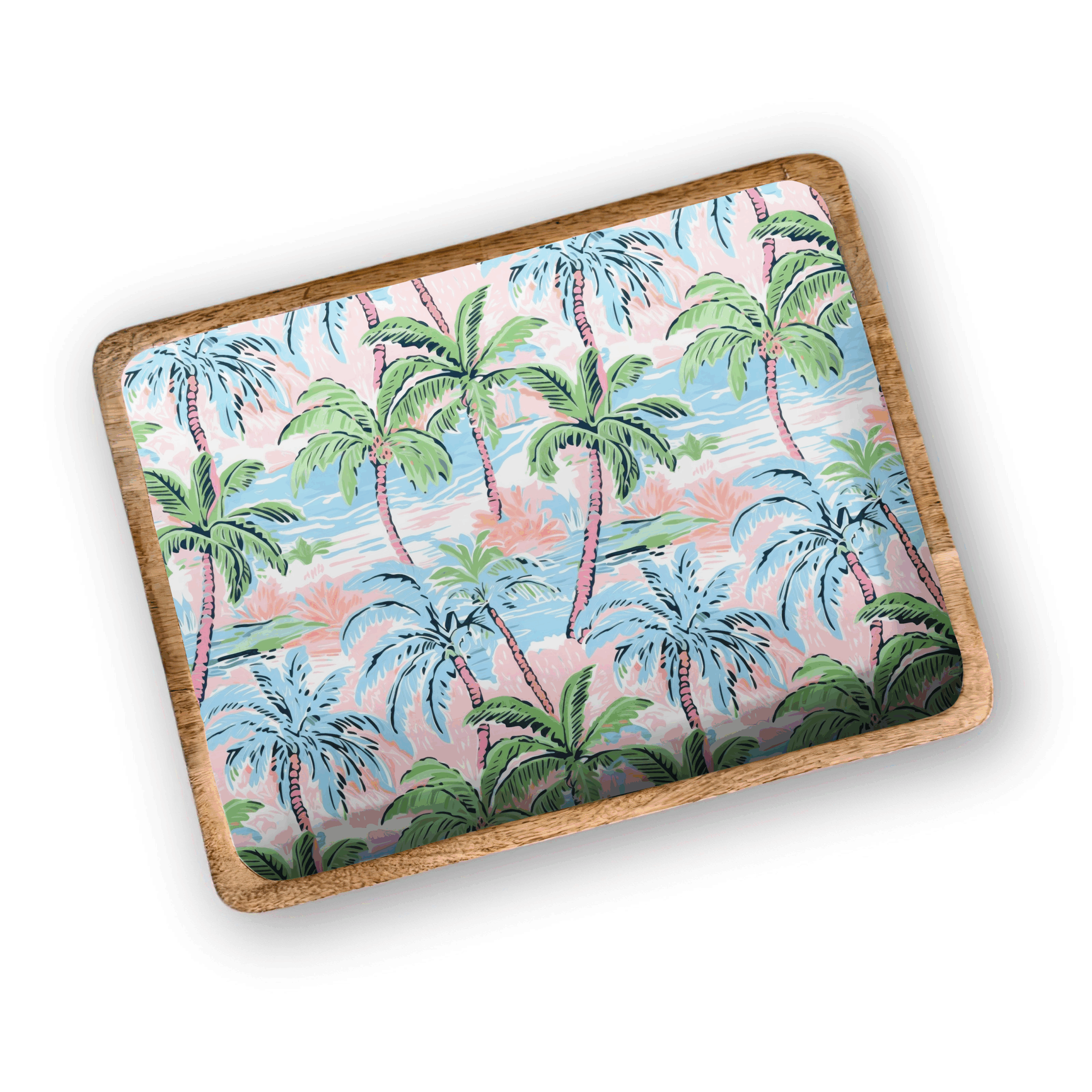 Pink Palm 13'X17" Decorative Tray