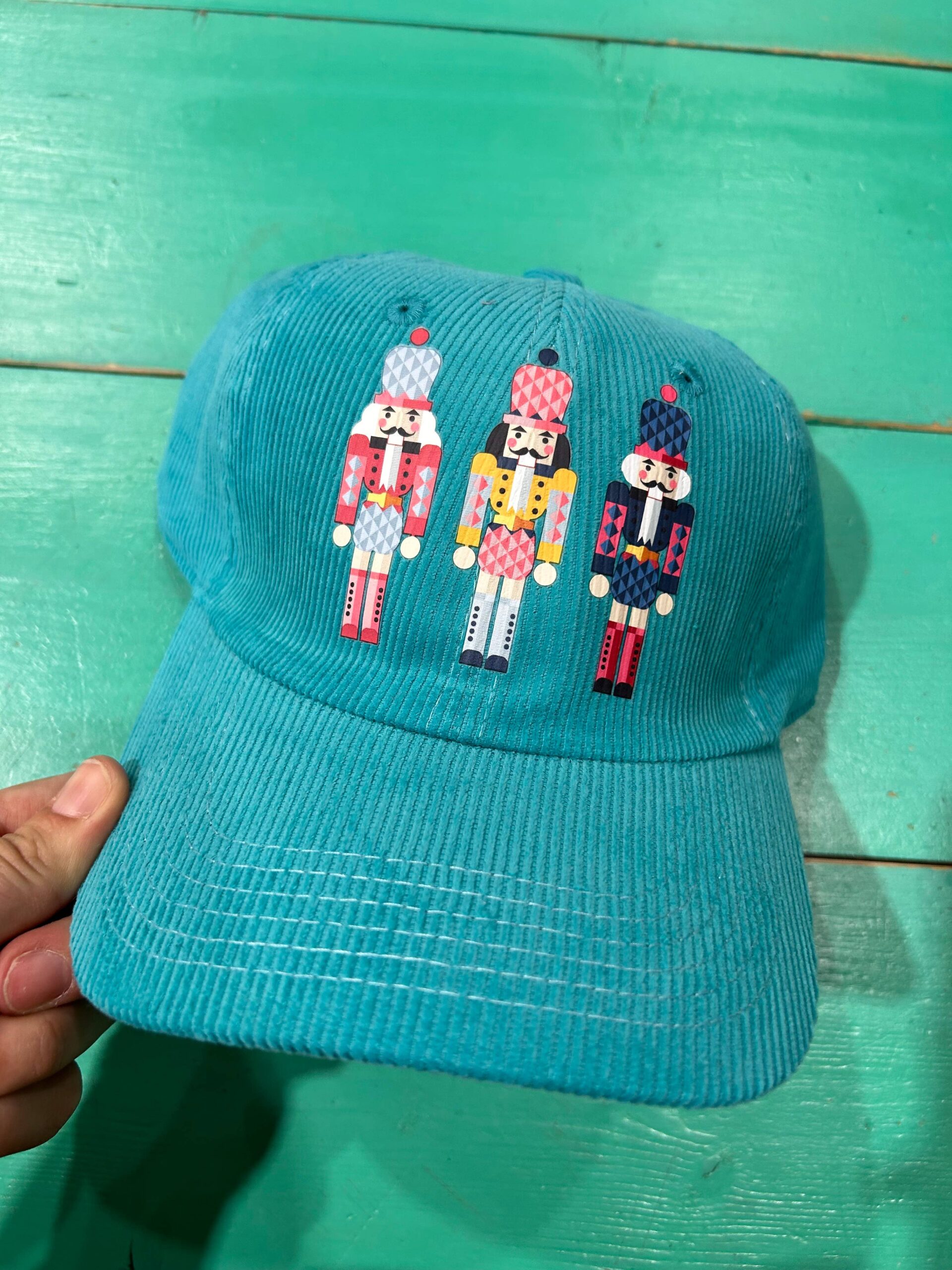 Nutcracker Trucker Hat | Christmas Cap | Santa Trending: Aqua Corded Dad Hat