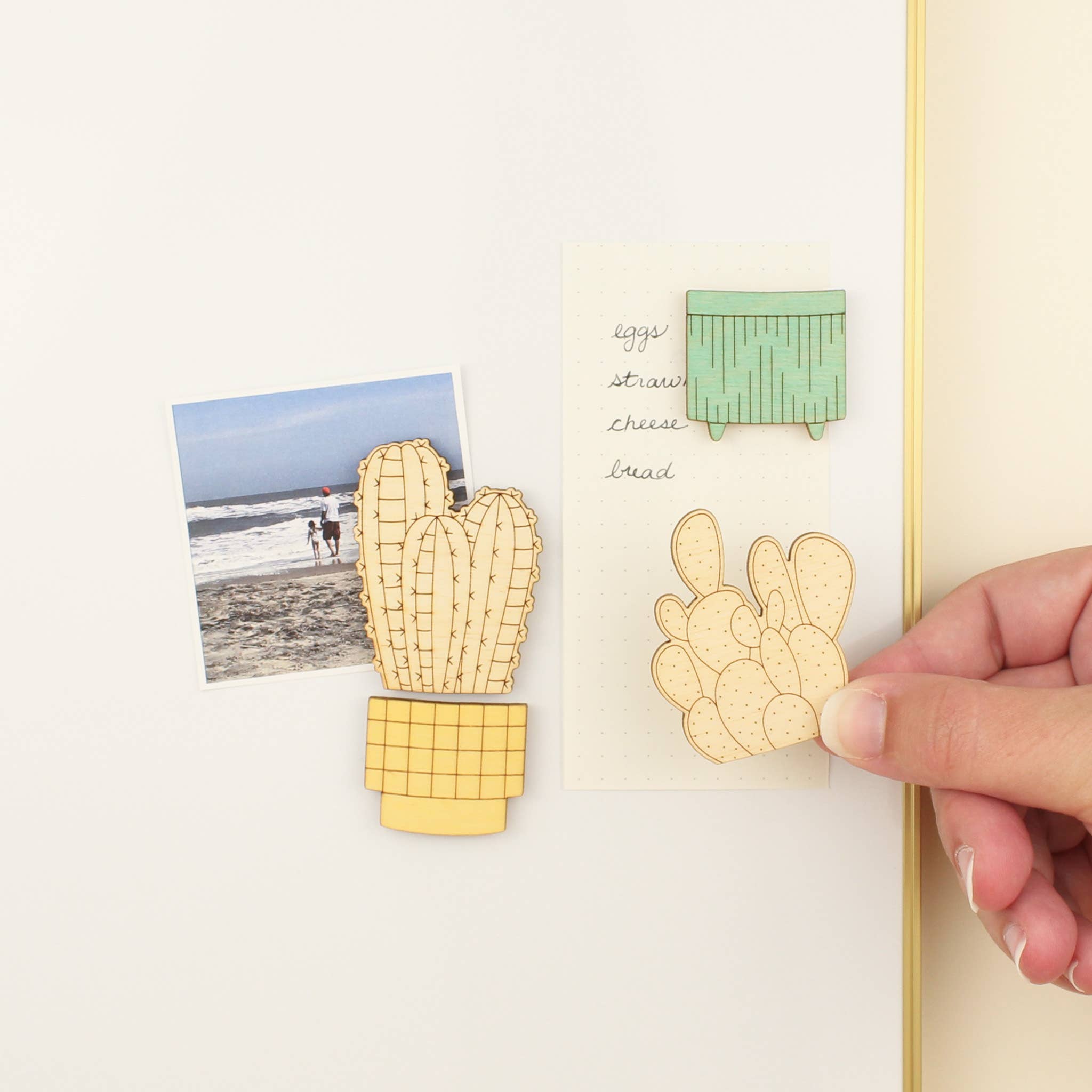 Wood House Plant Magnets | Bunny Ears Cactus | Plant Lover Gift - Image 4