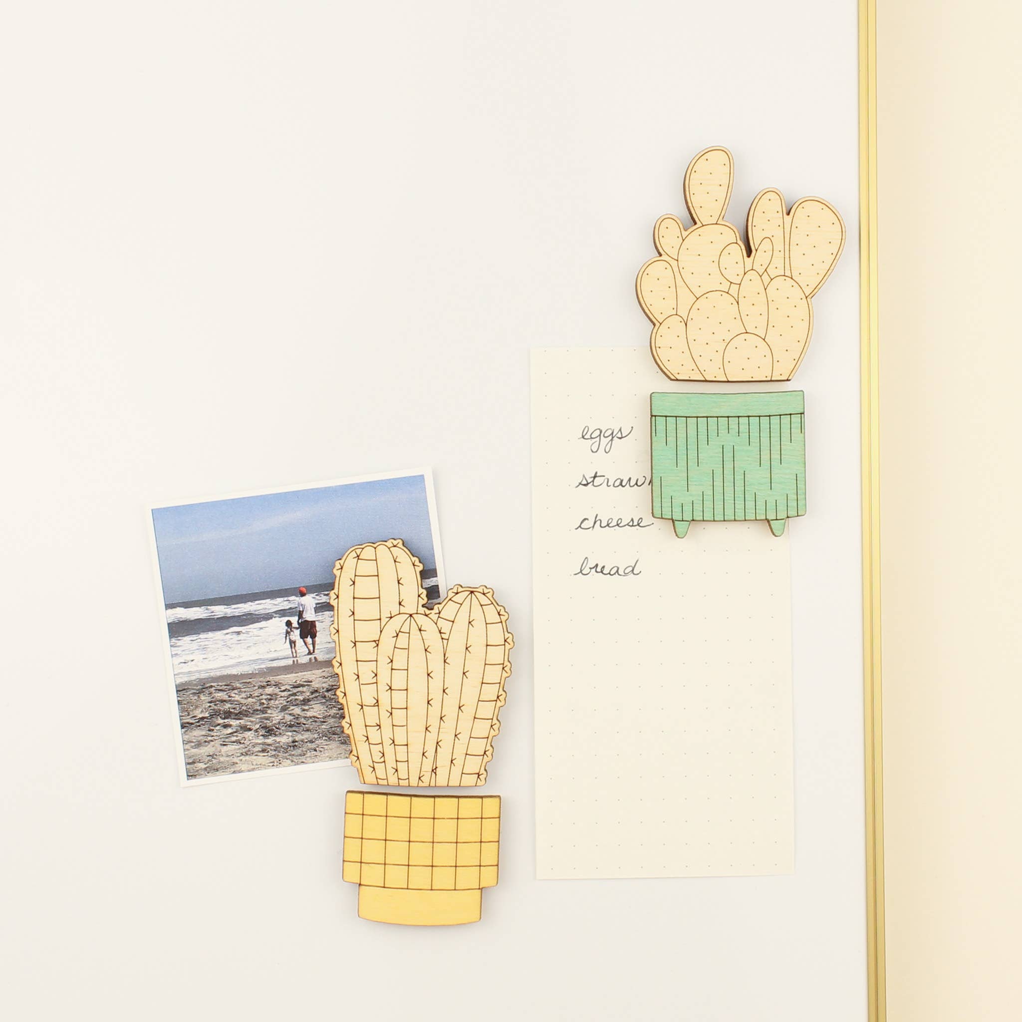 Wood House Plant Magnets | Bunny Ears Cactus | Plant Lover Gift - Image 3