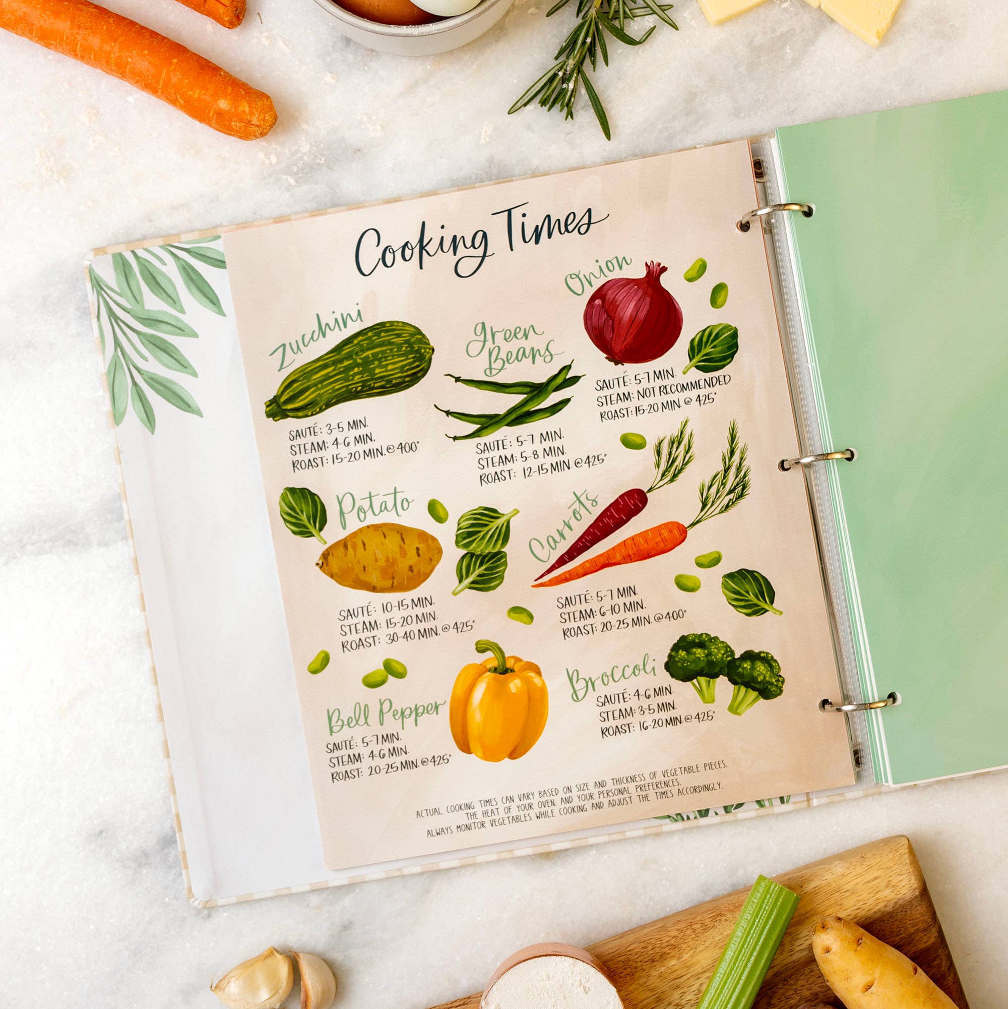 Beige Gingham Large Recipe Binder - Image 3