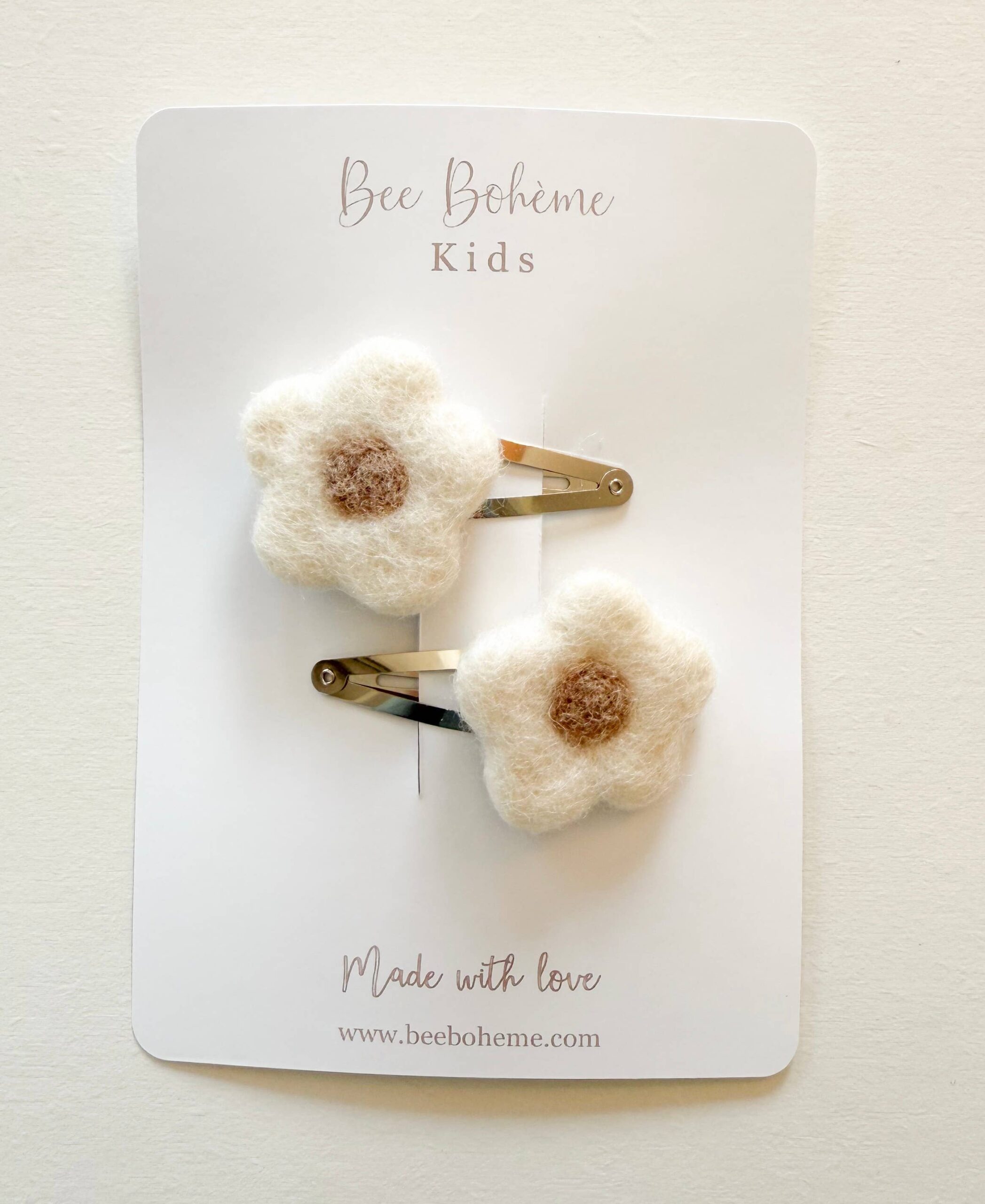 Felted Wool Flower Hair Clips