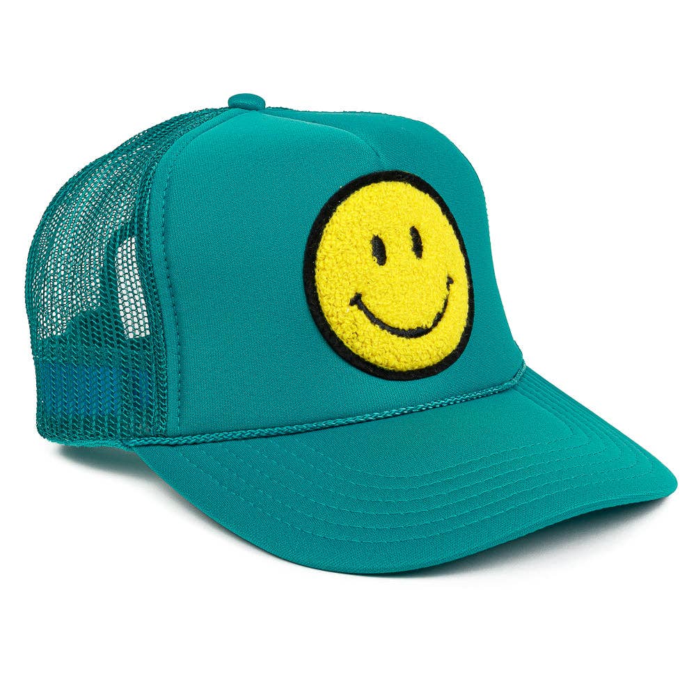 Local Beach Smiley Patch Trucker Hat: Kelly Green - Image 8