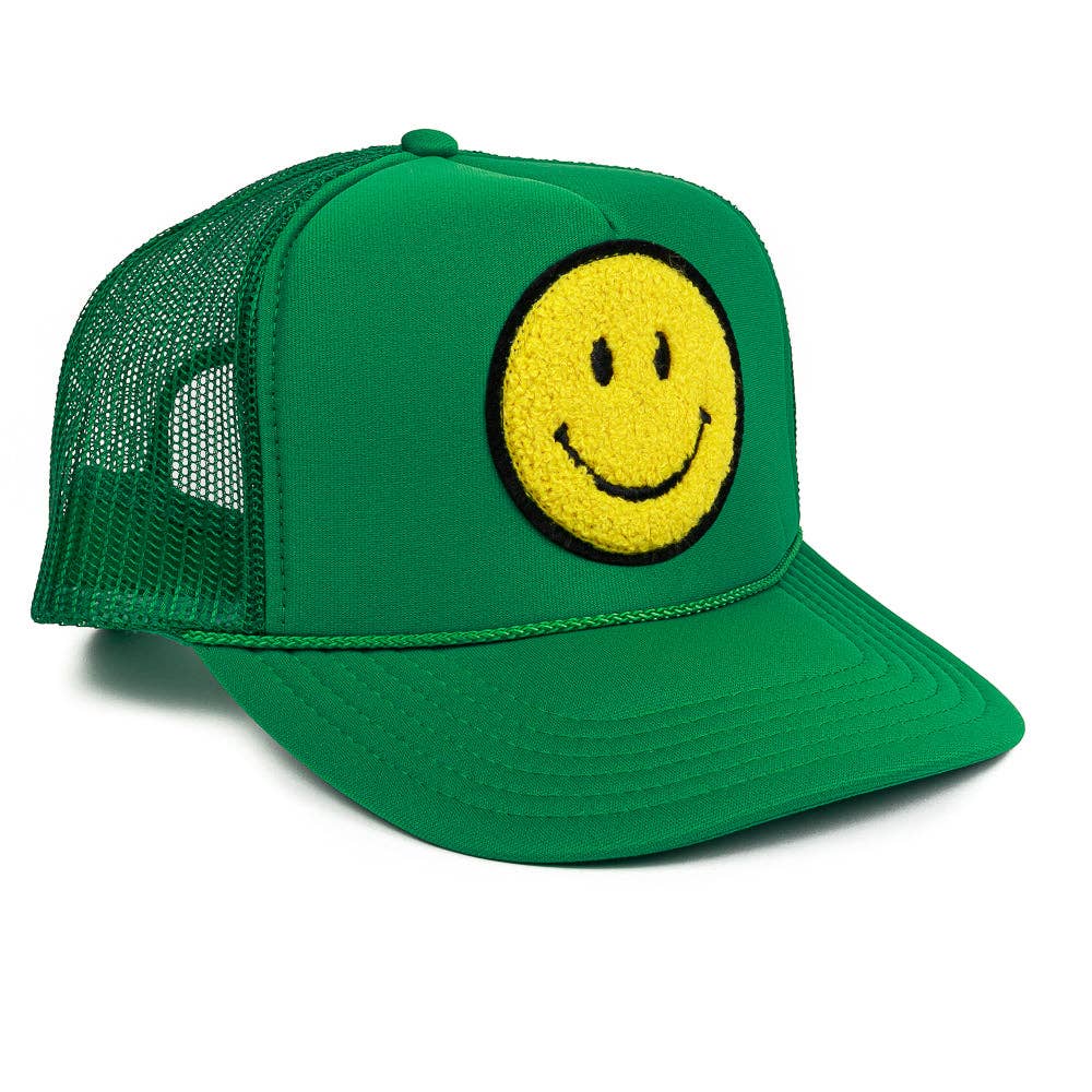 Local Beach Smiley Patch Trucker Hat: Kelly Green - Image 2