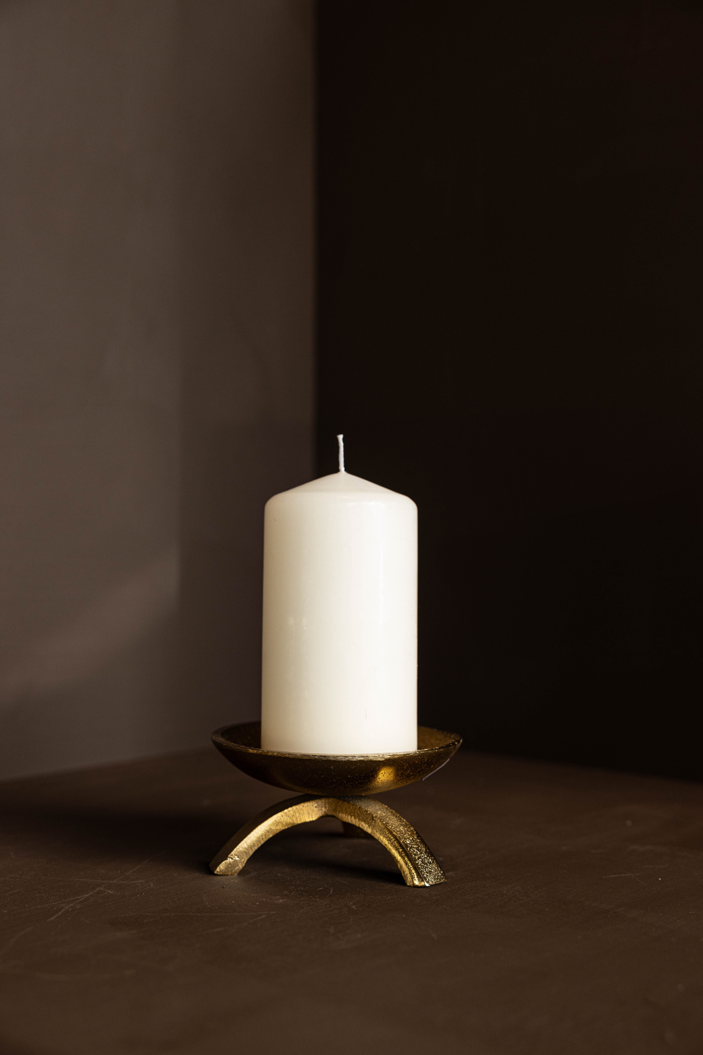 Brass Tripod Pillar Candle Holder - Image 3