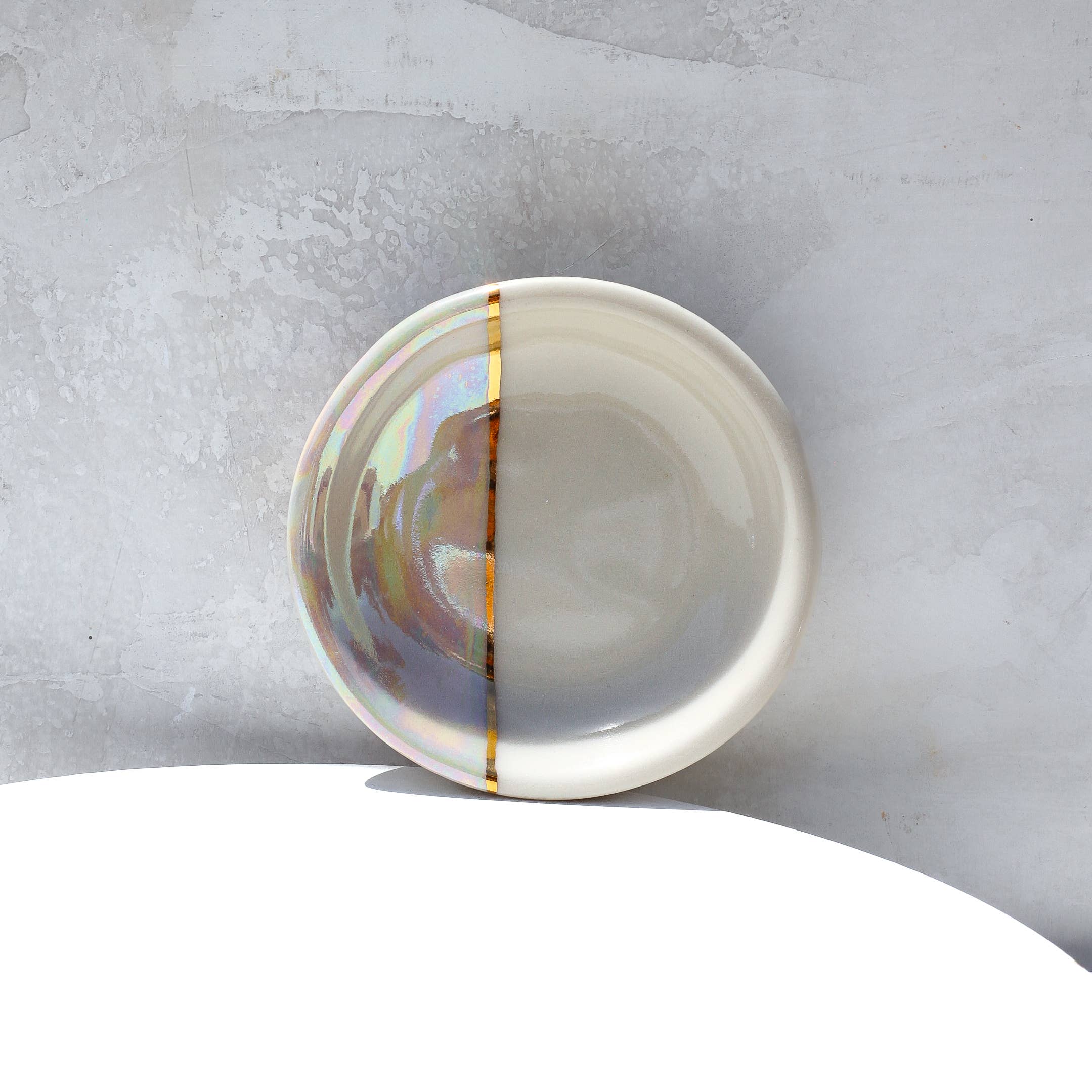 Apricity Ceramics - Dipped Iridescent Ring Dish | Handmade Pottery with Gold - Image 4