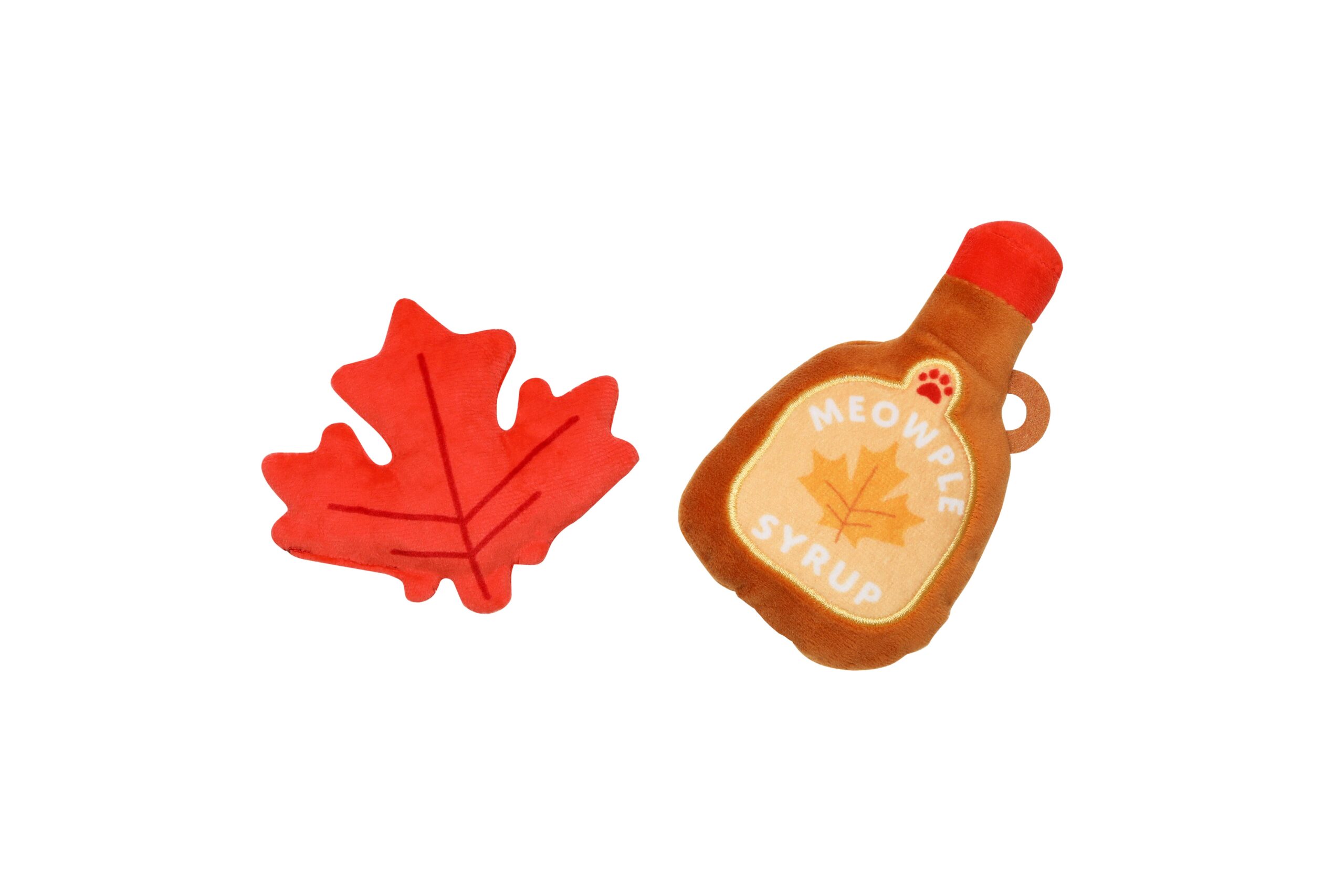 Maple Leaf & Syrup Fall Cat Toys, Set of 2