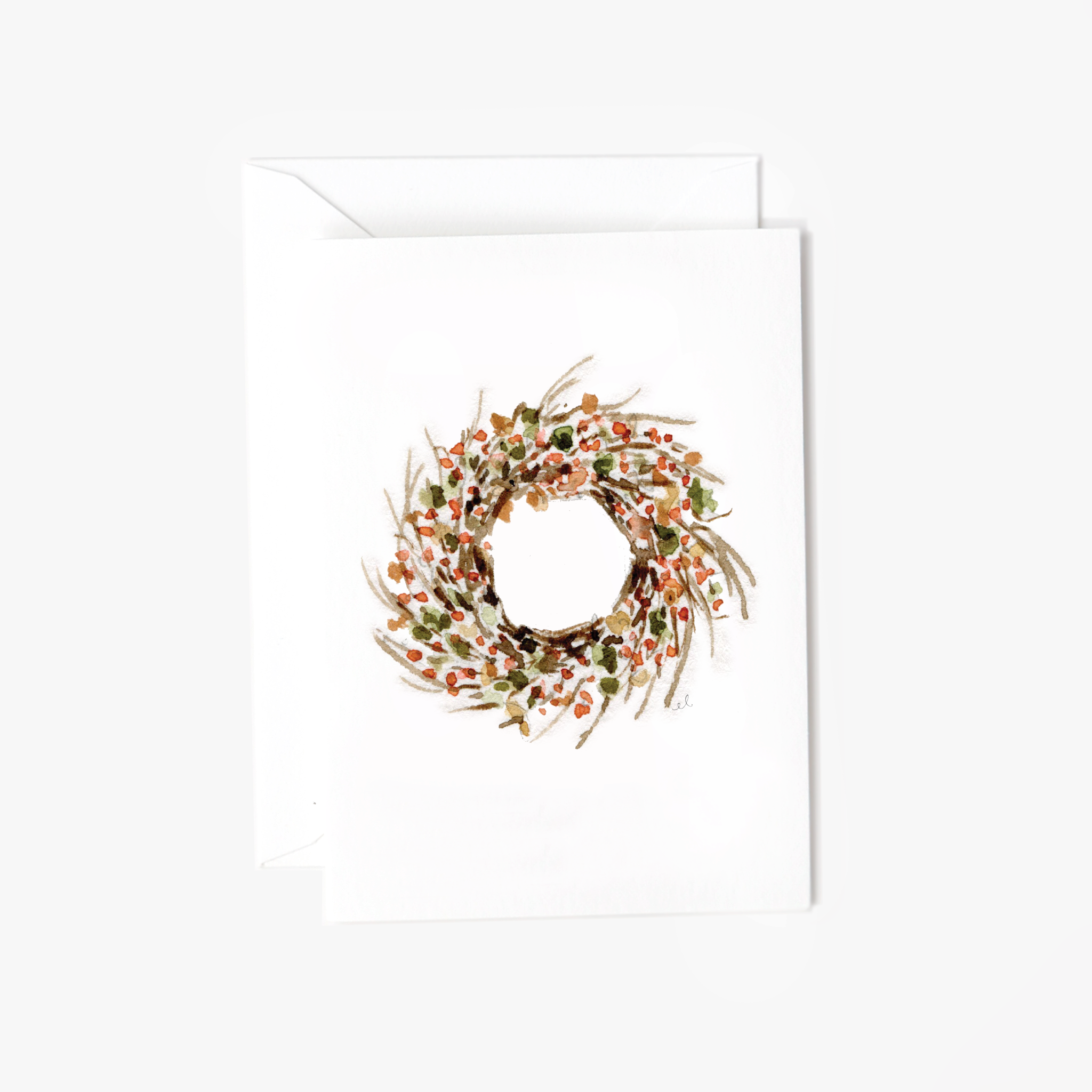 Bittersweet wreath mini notecard