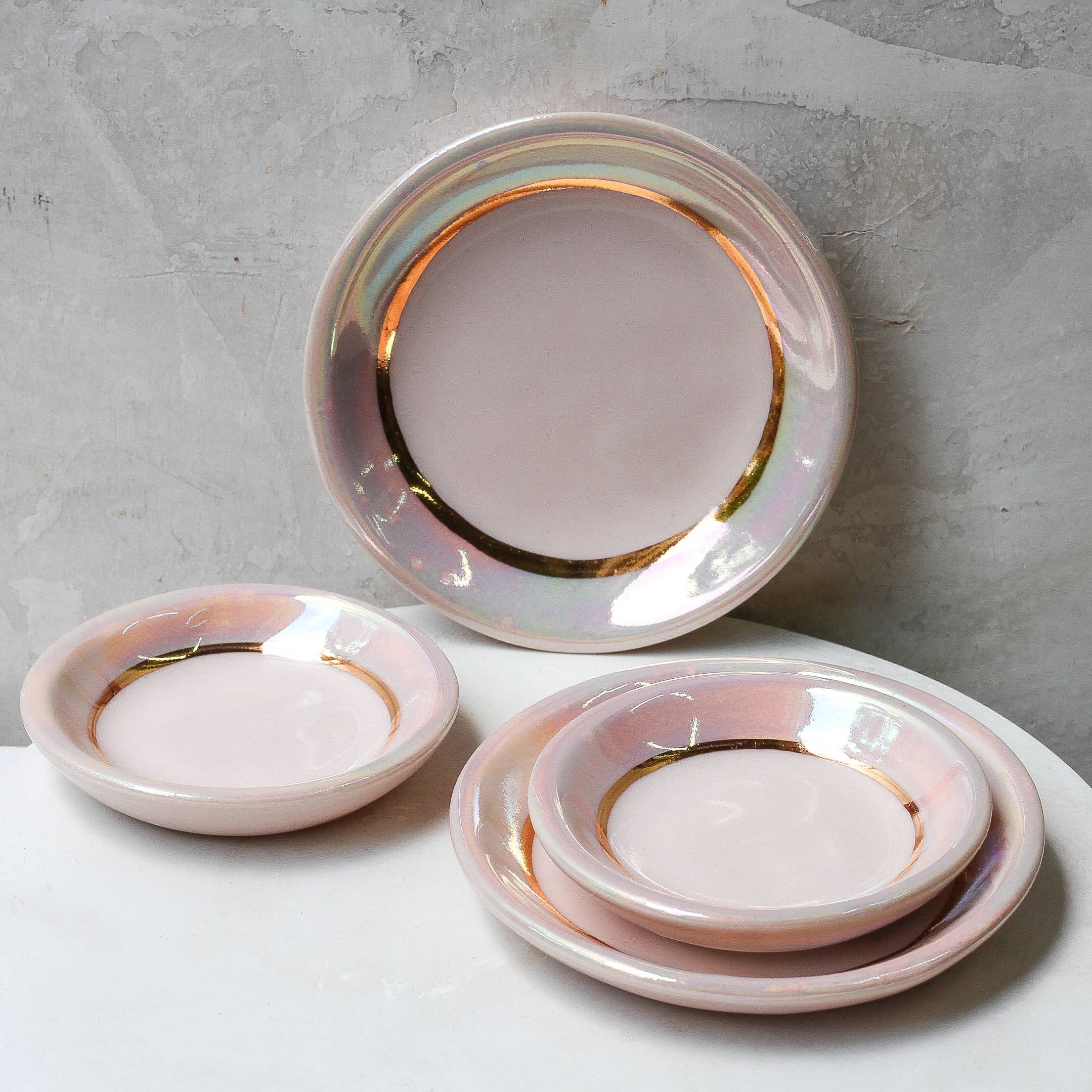 Apricity Ceramics - Pink Opal Trinket Dish | Ring Dish | Handmade with Gold - Image 2