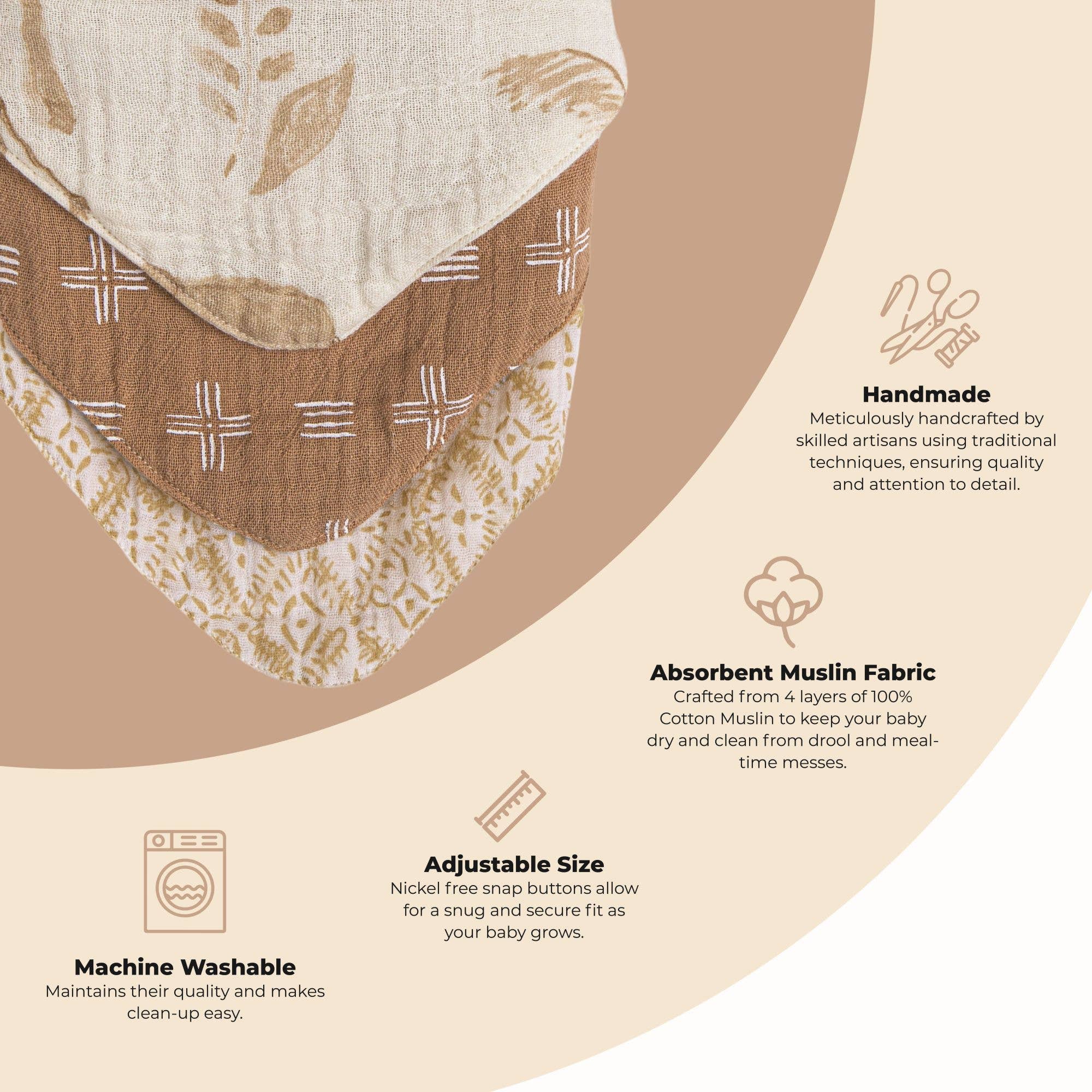 Crane Baby - Kendi 3-Pc. Muslin Bib Set - Image 2