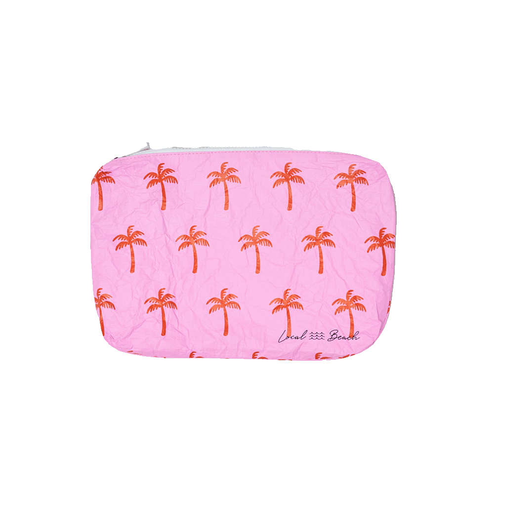 Pink Neon Palms Water Resistant Tyvek Printed Pouch: Pink Neon Palms