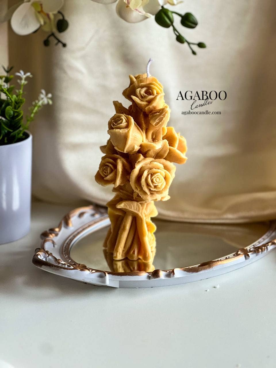 Romantic Rose Bouquet Candle 7.5x3.5in - Flowers: Peach, Bamboo & Coconut - Image 5