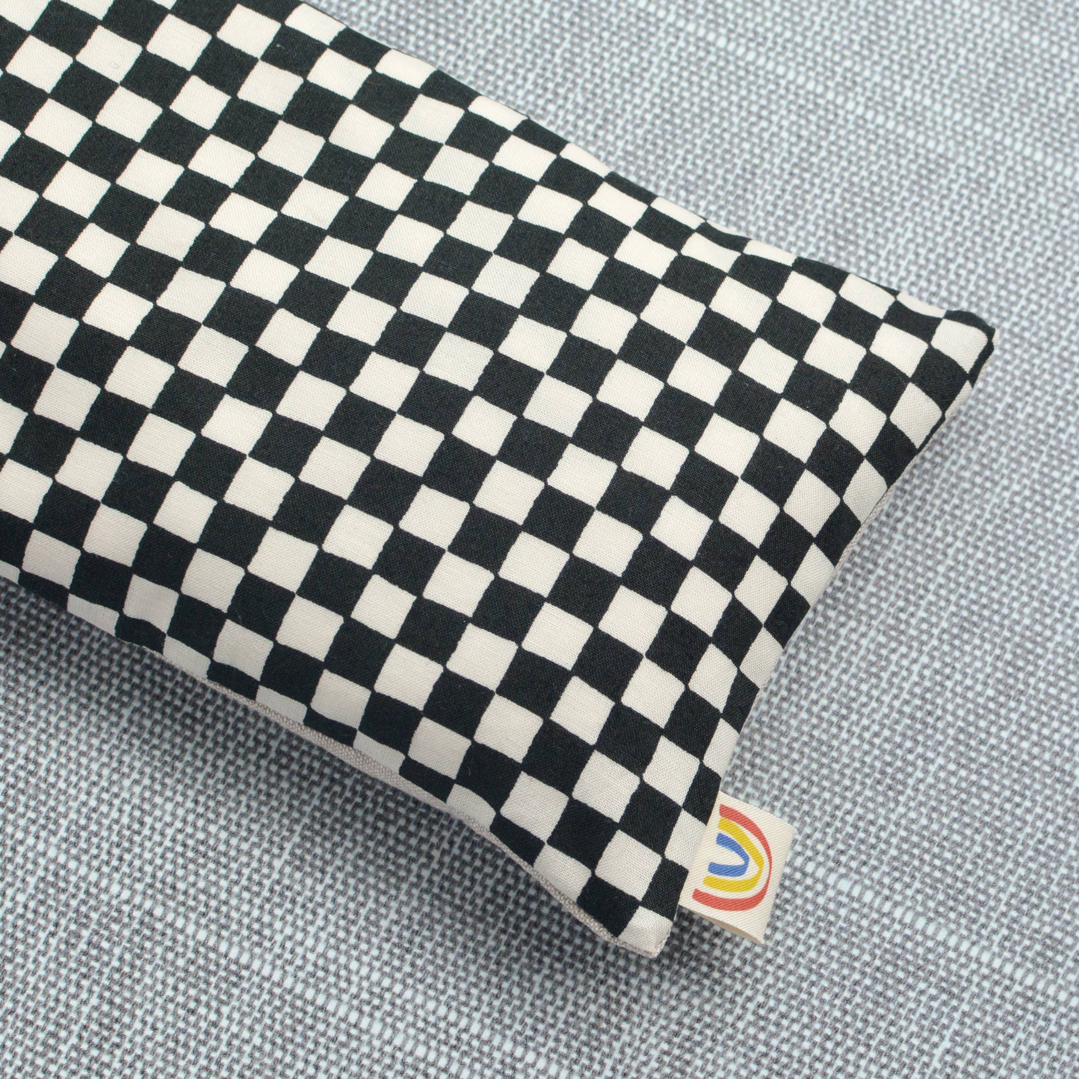 Weighted Eye Pillow in Black and Natural Checkerboard: Lavender - Image 2