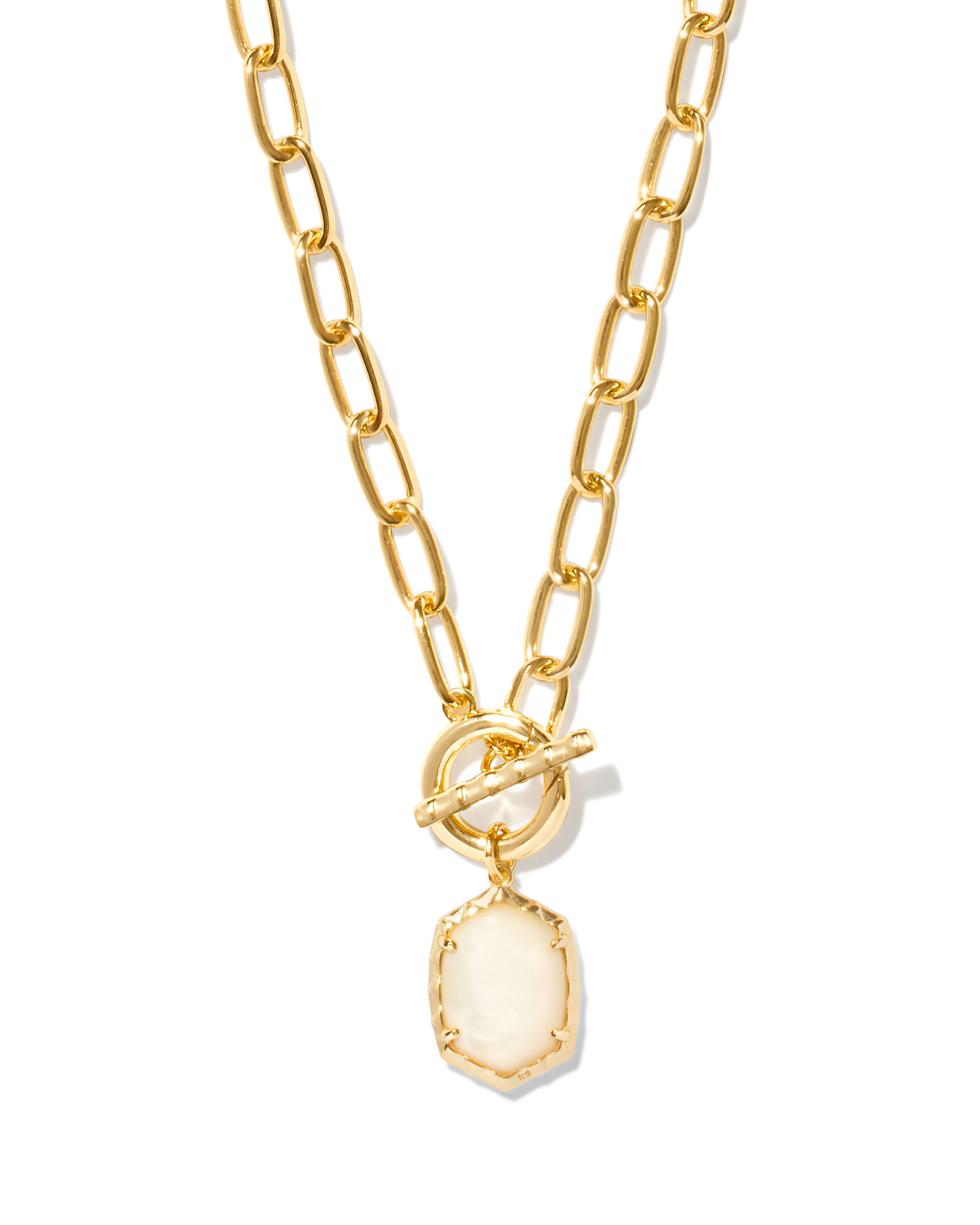 DAPHNE LINK AND CHAIN NECKLACE GOLD IVORY MOTHER OF PEARL