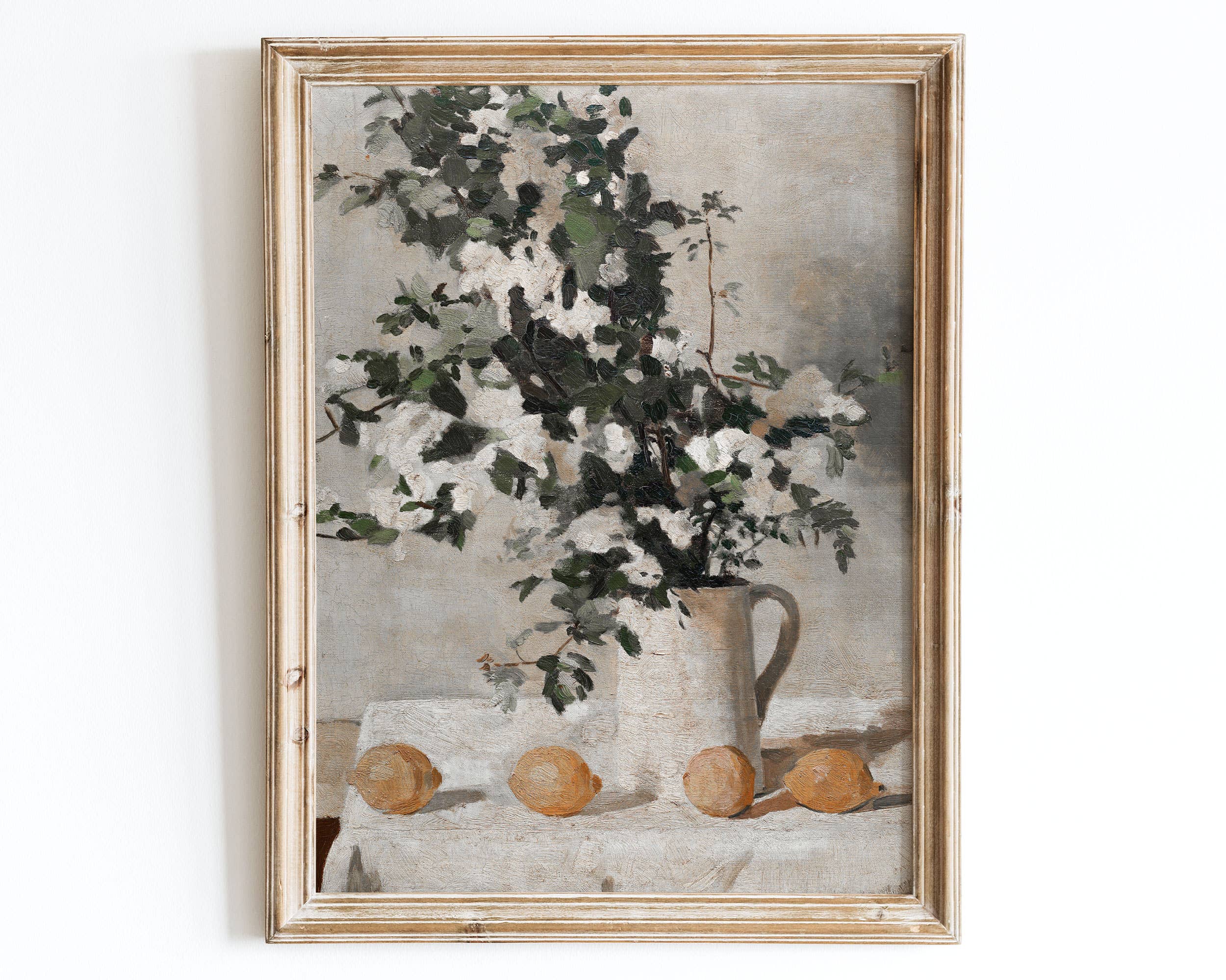 Sugar & Canvas - European Vintage Flowers Vase Lemons Art Print VP28