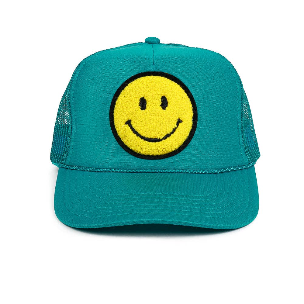 Local Beach Smiley Patch Trucker Hat: Kelly Green - Image 7