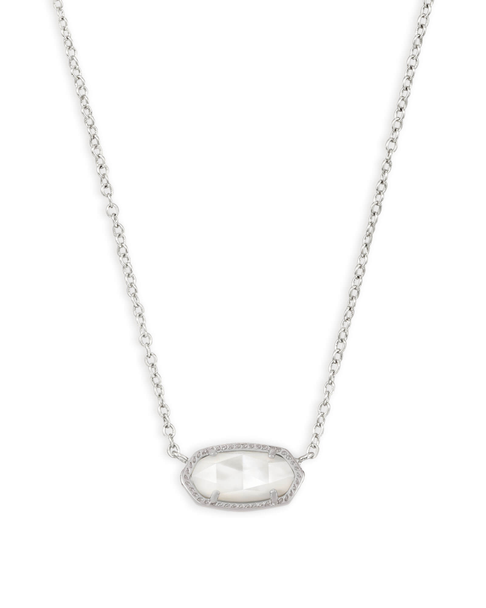 ELISA SHORT PENDANT NECKLACE SILVER IVORY MOTHER OF PEARL