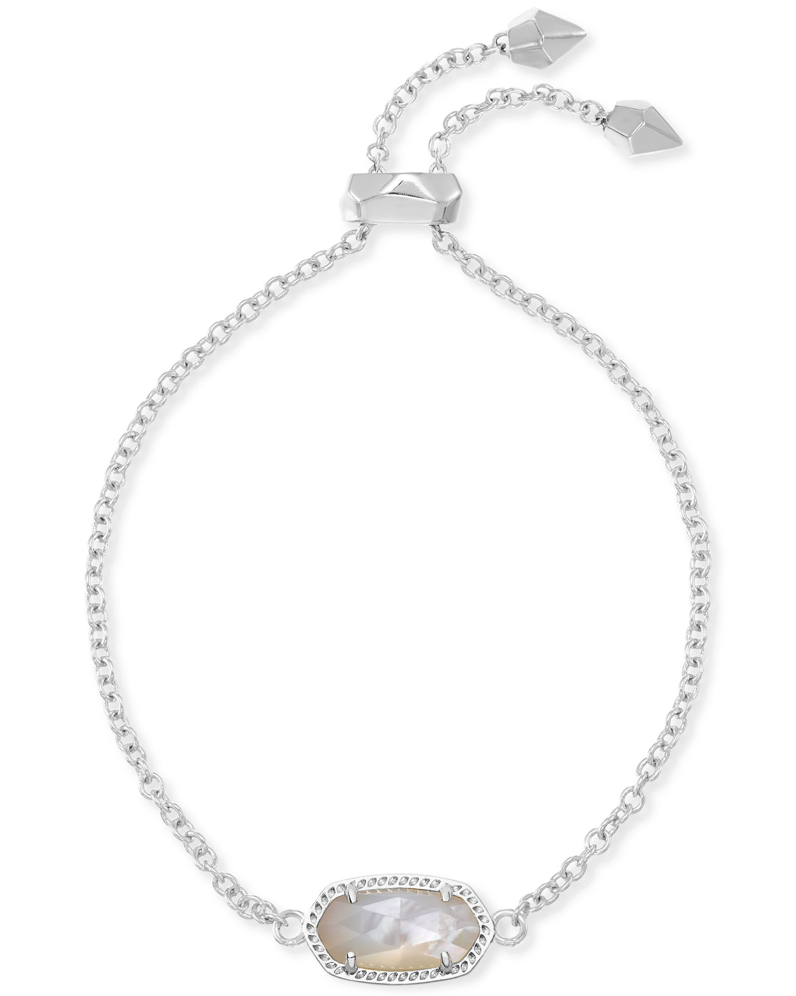 ELAINA DELICATE CHAIN BRACELET RHODIUM IVORY MOTHER OF PEARL
