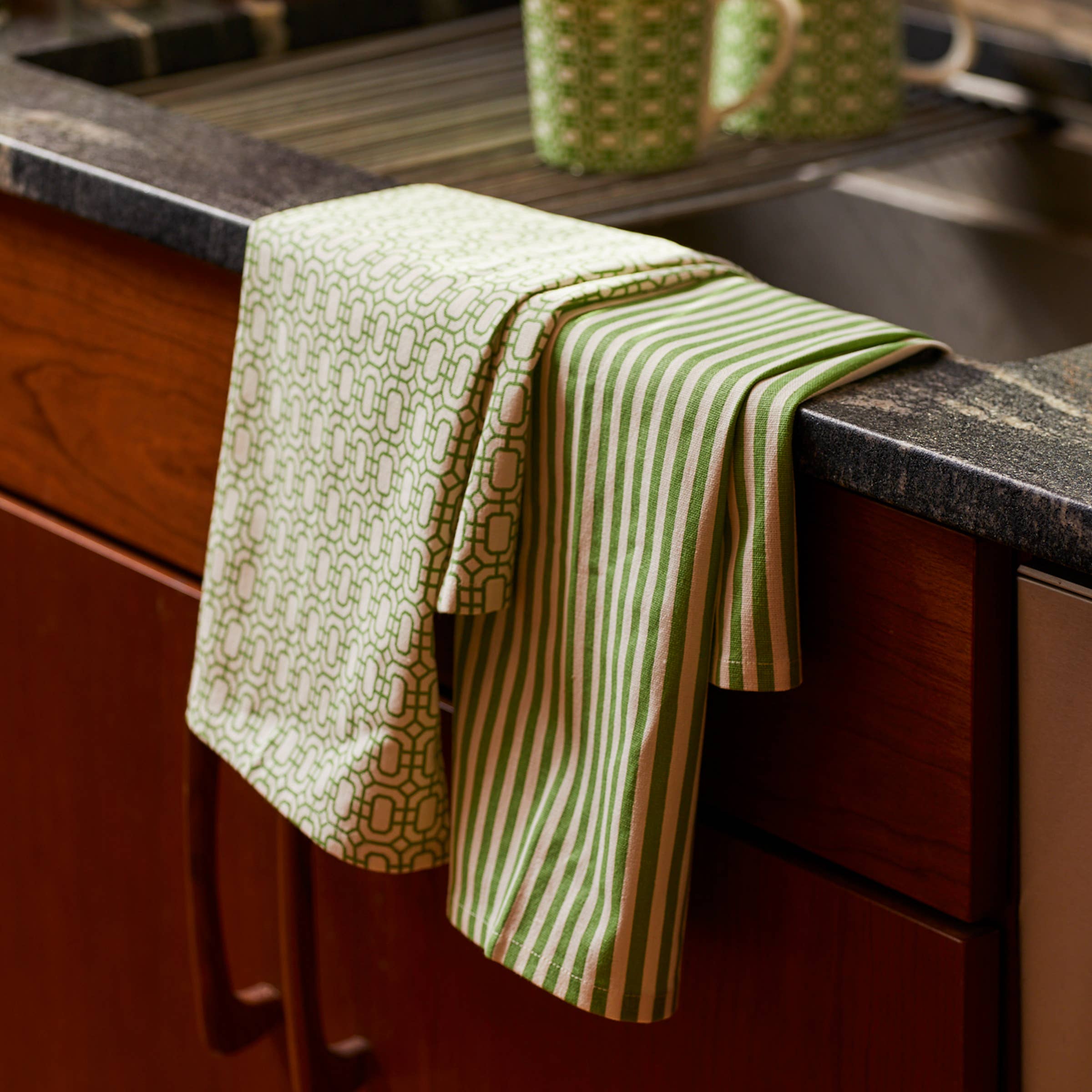 Caskata - Newport Kitchen Towels, Set of 2 - Verde Green - Image 2