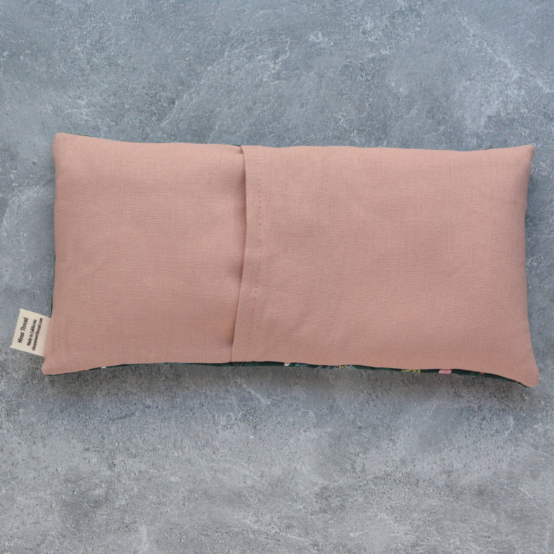 Weighted Eye Pillow in Peacock Garden Deep Teal Cotton: Mint - Image 3