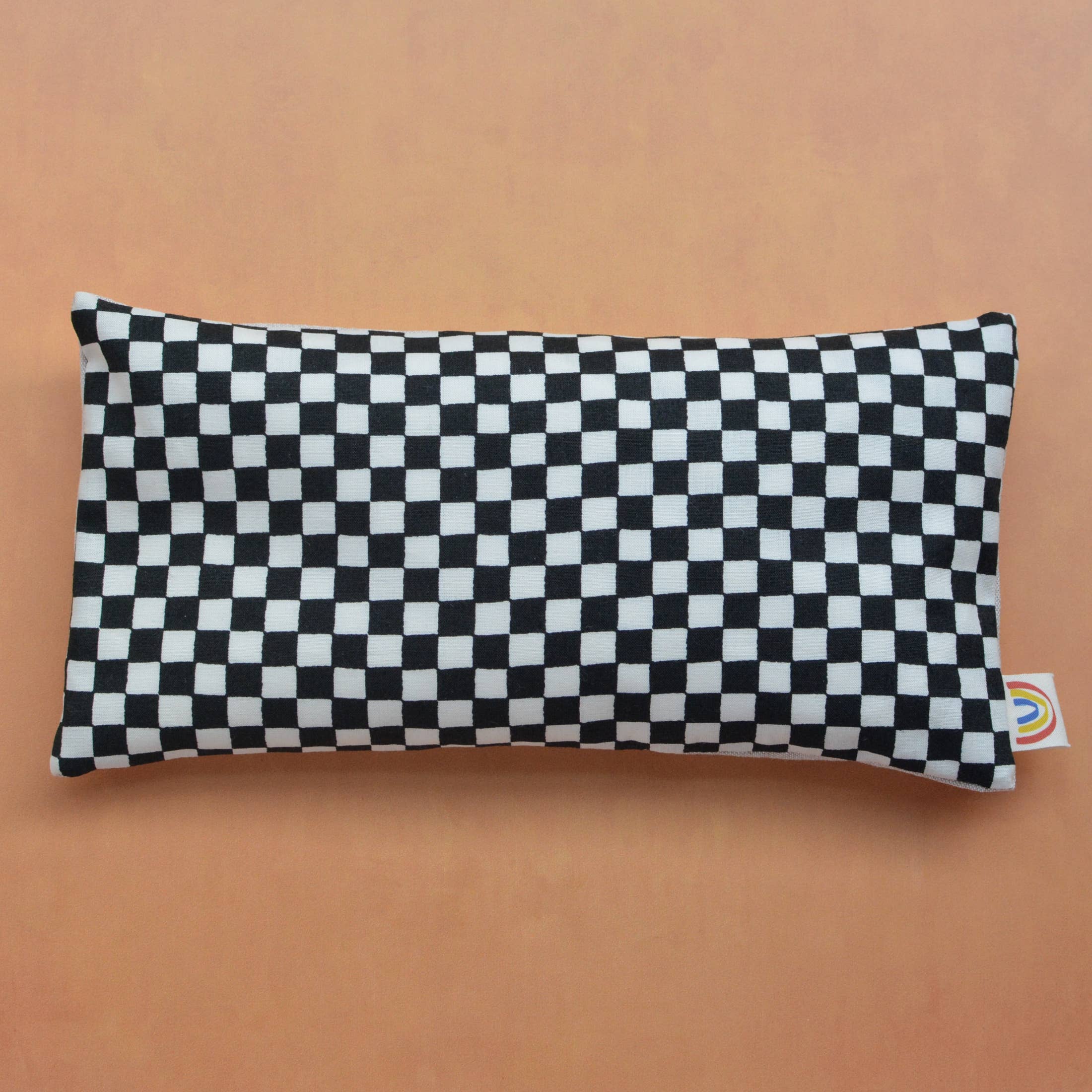 Weighted Eye Pillow in Black and Natural Checkerboard: Lavender - Image 3