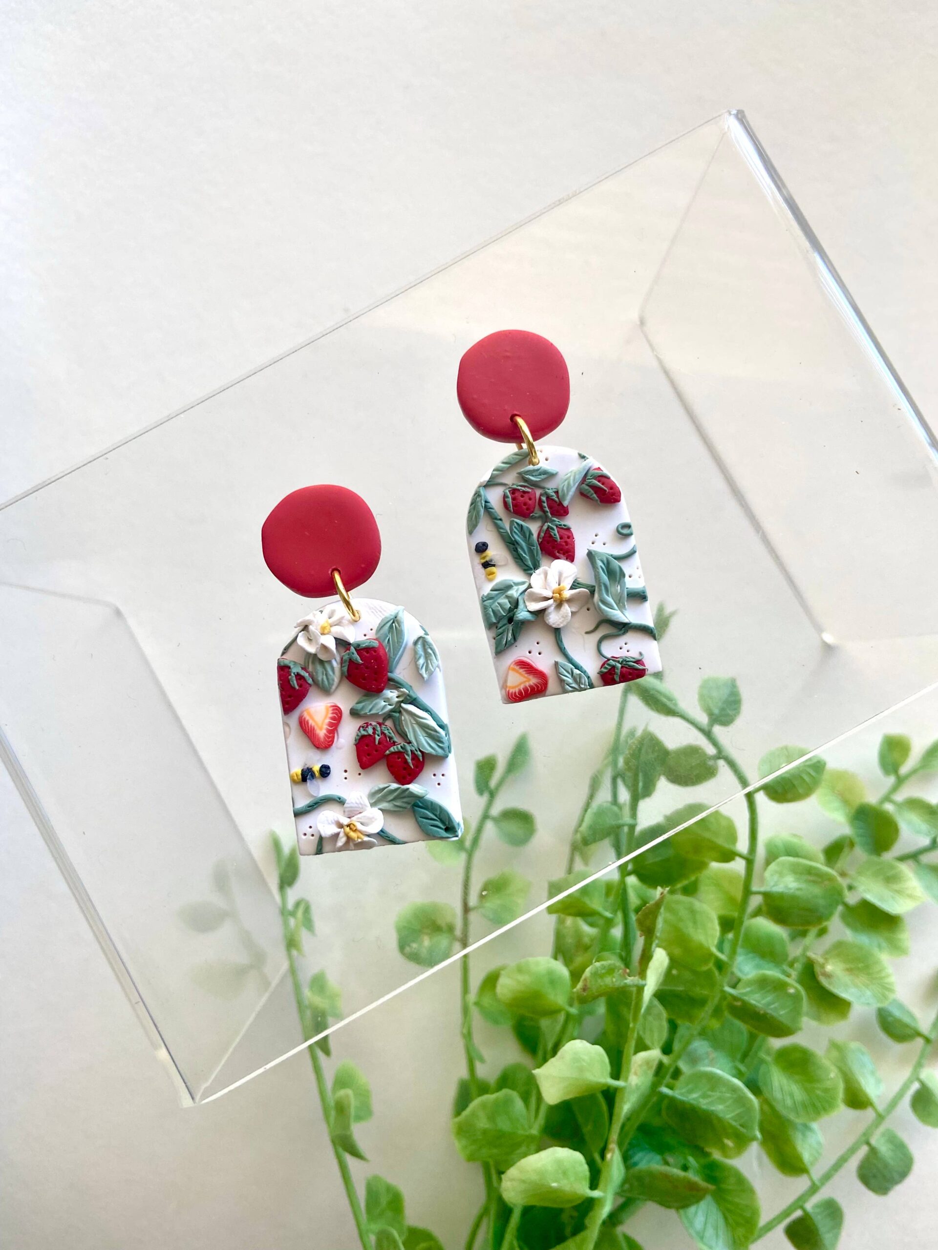 Summer Strawberry Dome Dangles