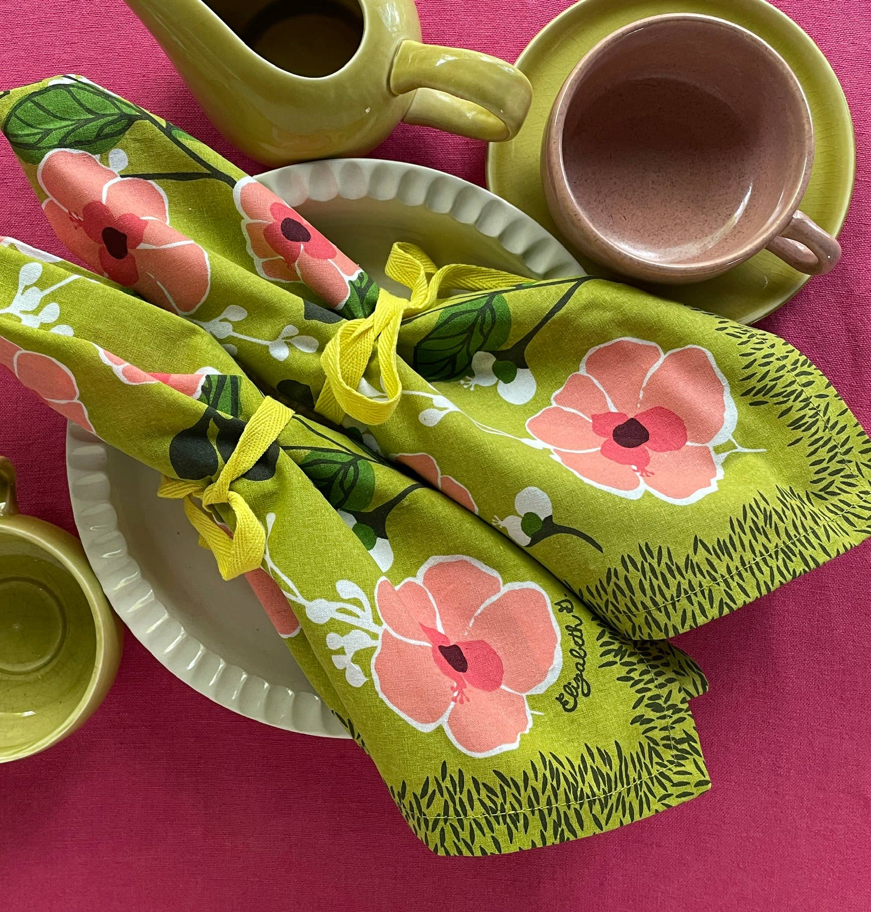 Elizabeth Grubaugh - Matcha Napkin Set of Four - Image 2