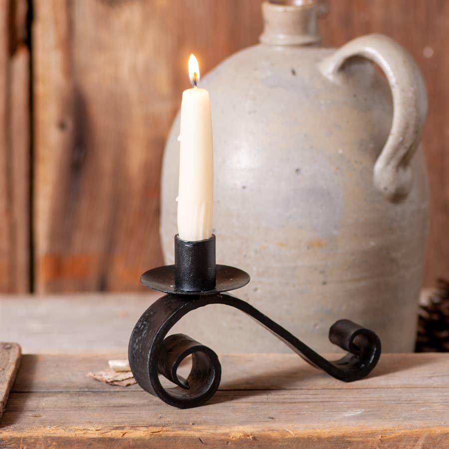 Irvin's Tinware - Wrought Iron Curled Candle Holder - Image 2