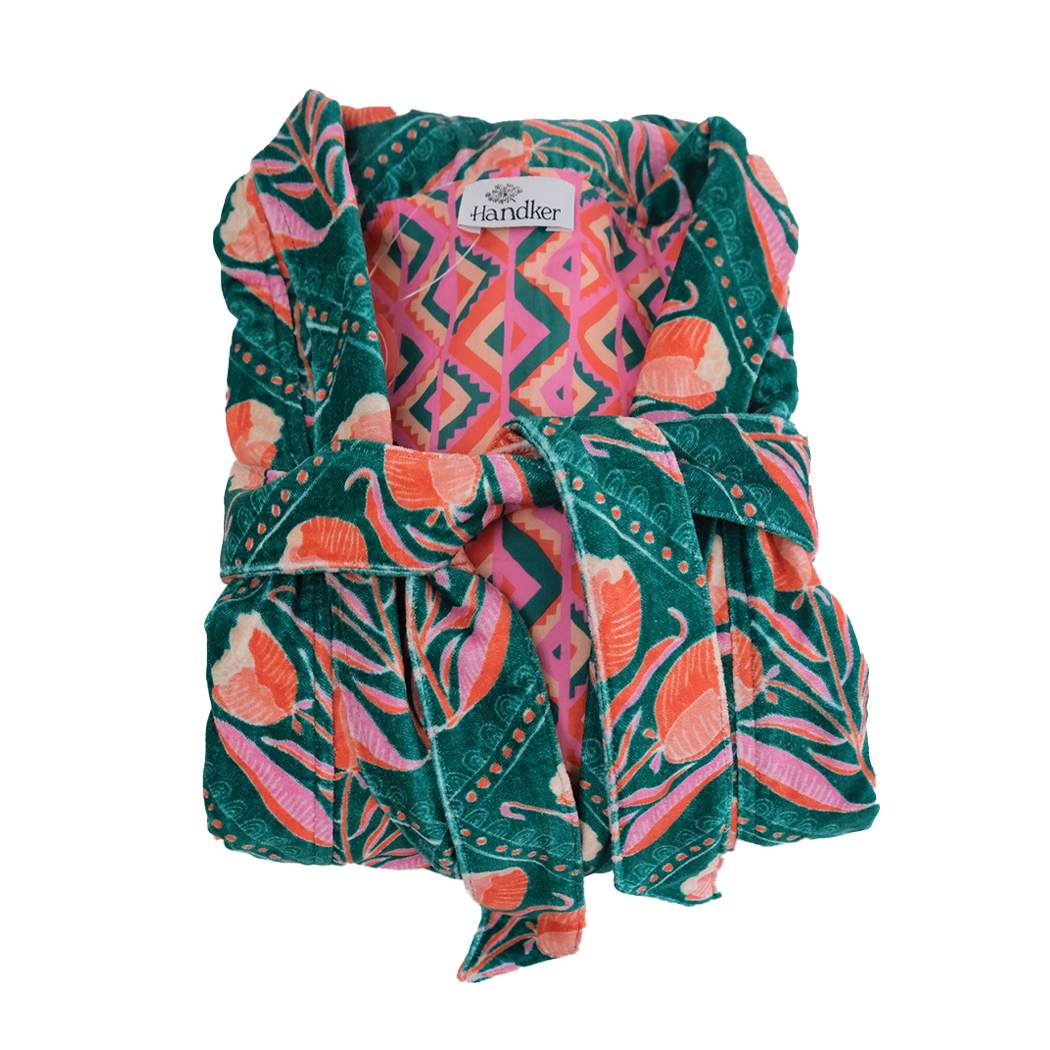 Handker Bandanas - Velvet Robe: Reversible Cotton Duster - Winnie