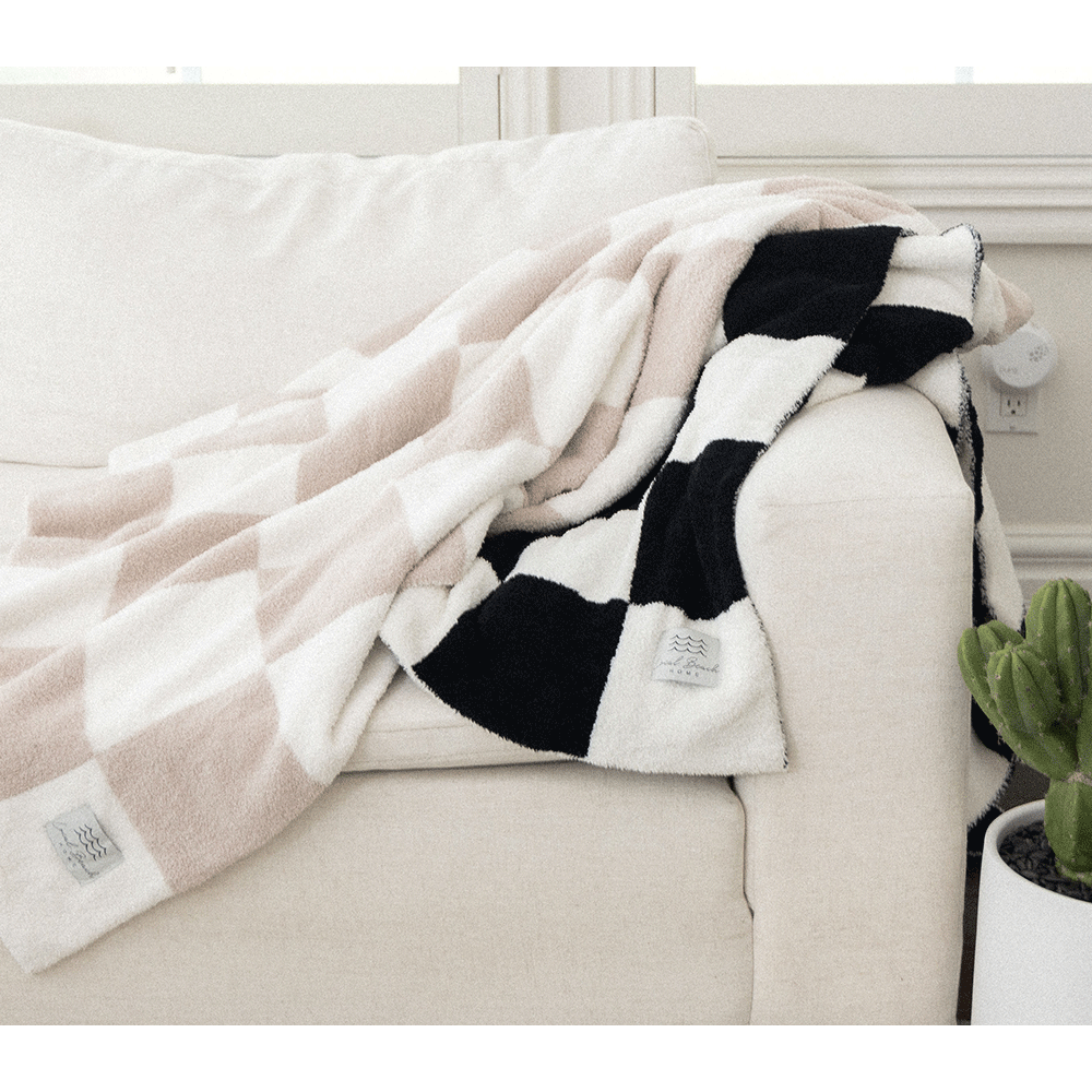 Checker Luxe Home Blanket: Bubble Gum/Orange - Image 10