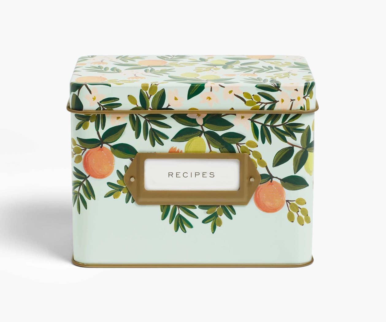 Citrus Floral Tin Recipe Box