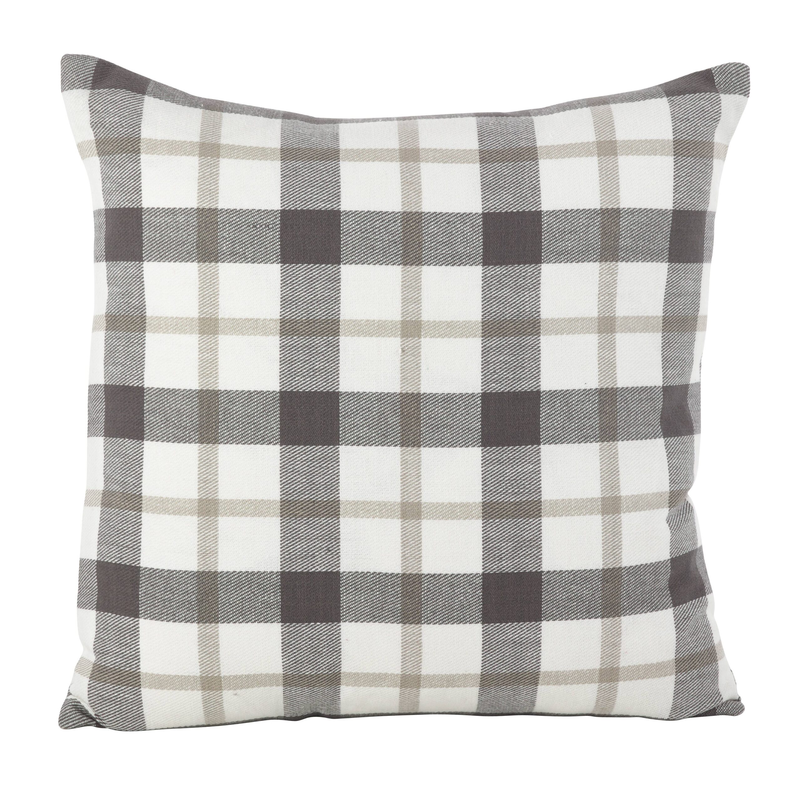 Plaid Pillow - Down Filled - Large Design: Grey, Down Insert, 12"x20" - Image 2